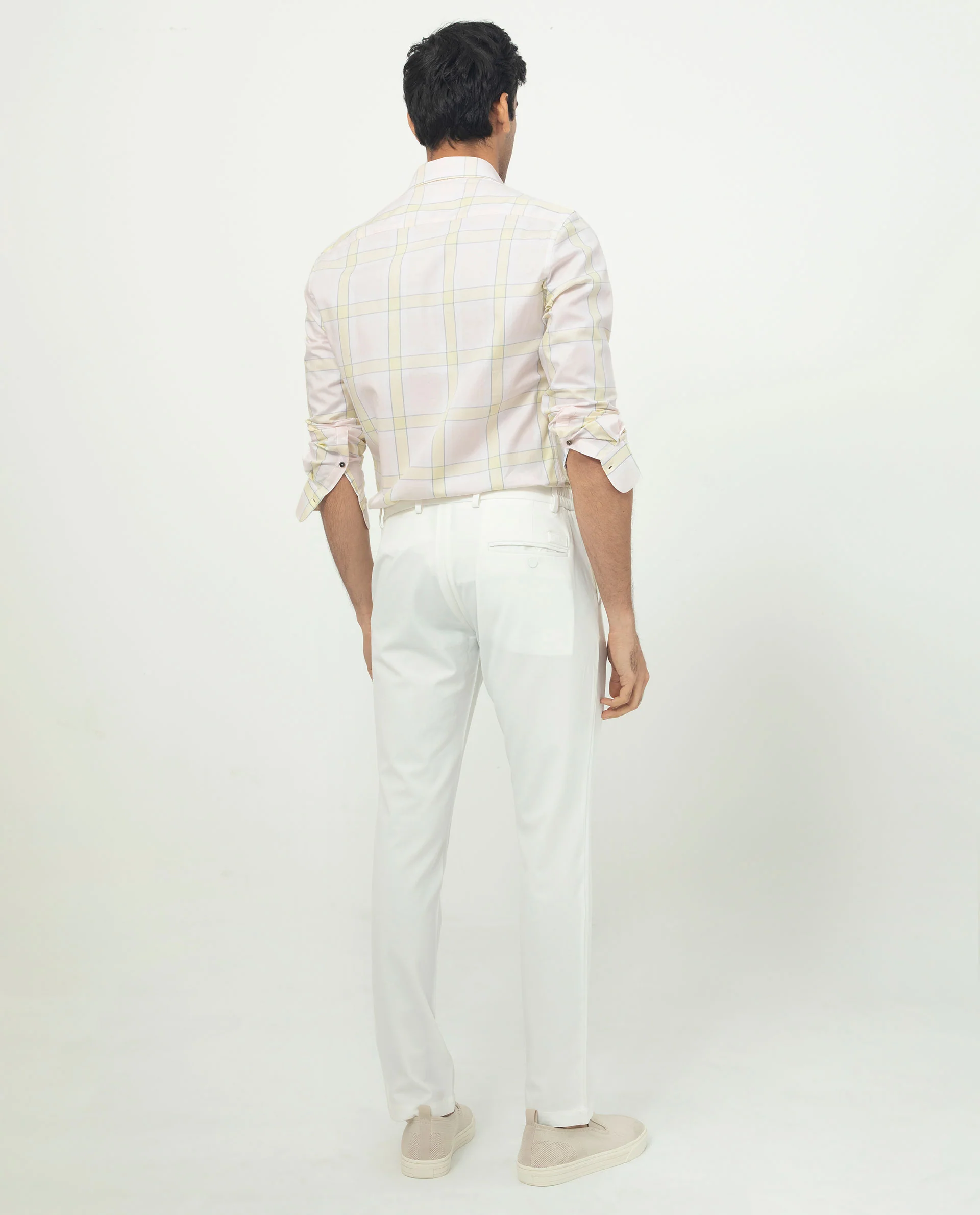 Rare Rabbit Men's Tarkin Light Pink Cotton Checked Print Regular Fit Full Sleeve Collared Shirt - Image 9