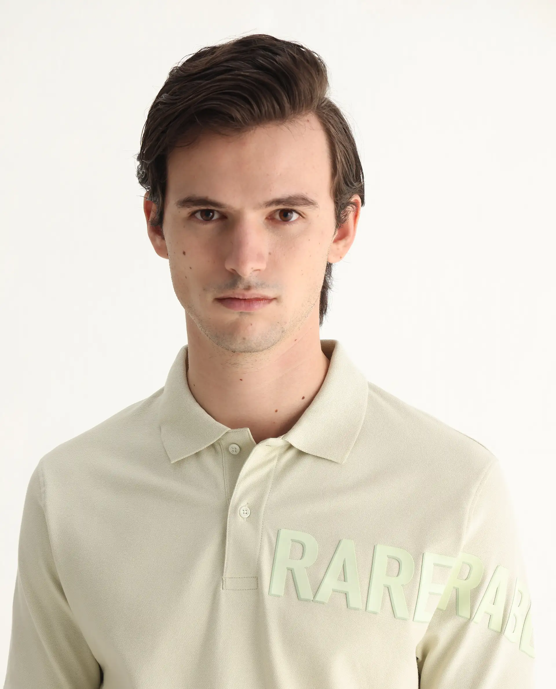 Rare Rabbit Men's Taro Dusky Green Cotton Plain Regular Fit Half Sleeve Polo - Image 4