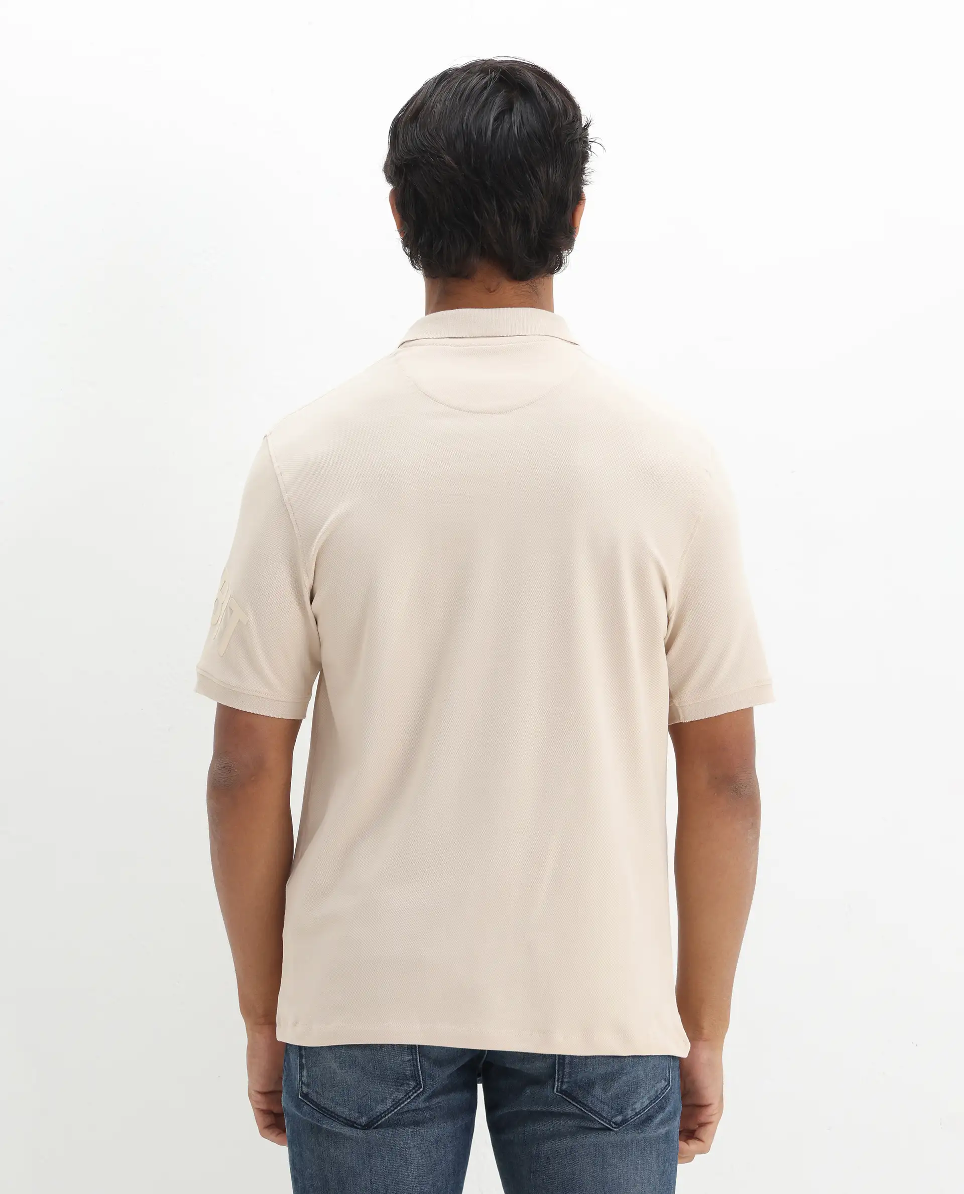 Rare Rabbit Men's Taro Light Beige Cotton Graphic Print Regular Fit Half Sleeve Polo - Image 8