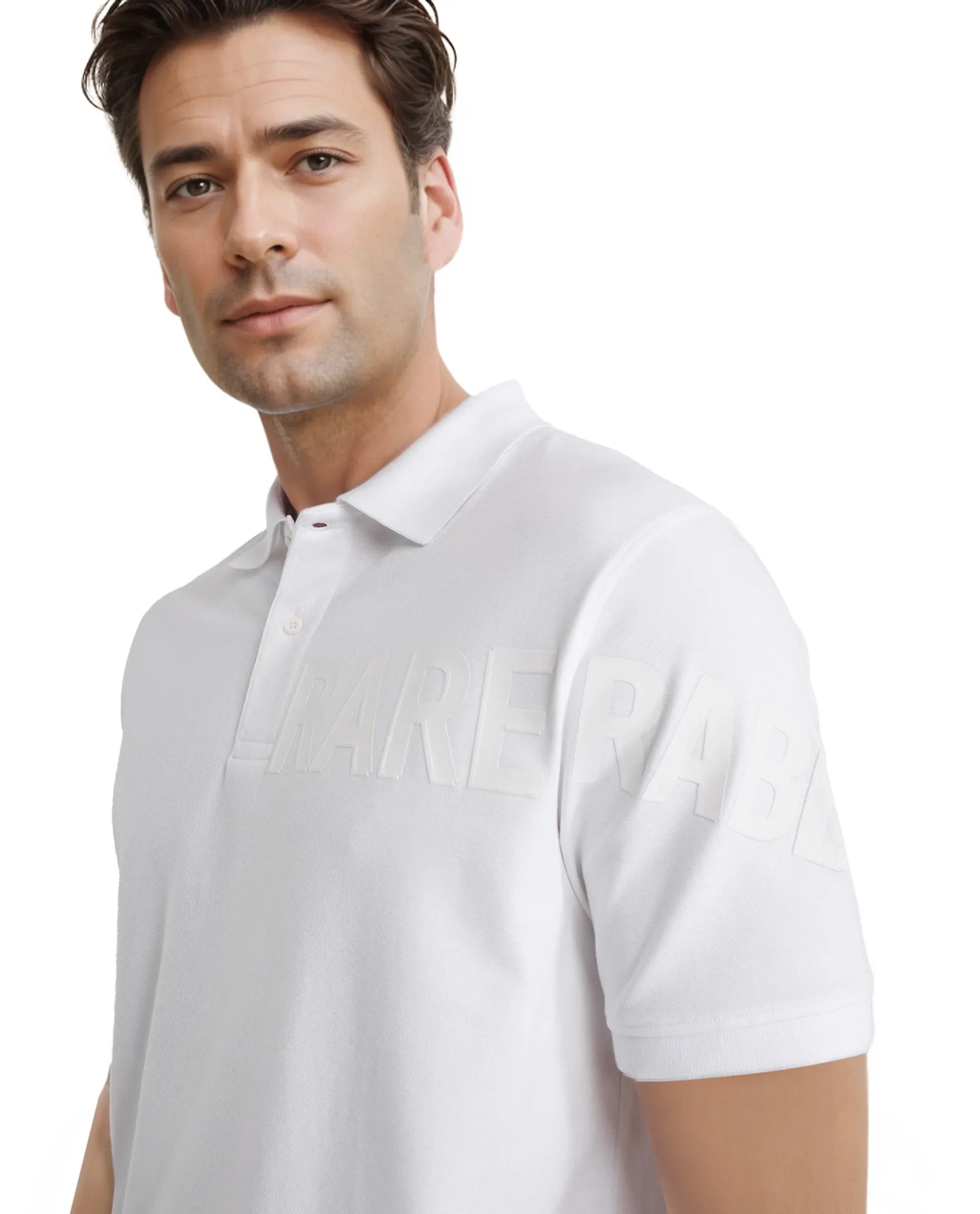 Rare Rabbit Men's Taro White Cotton Plain Regular Fit Half Sleeve Polo - Image 7