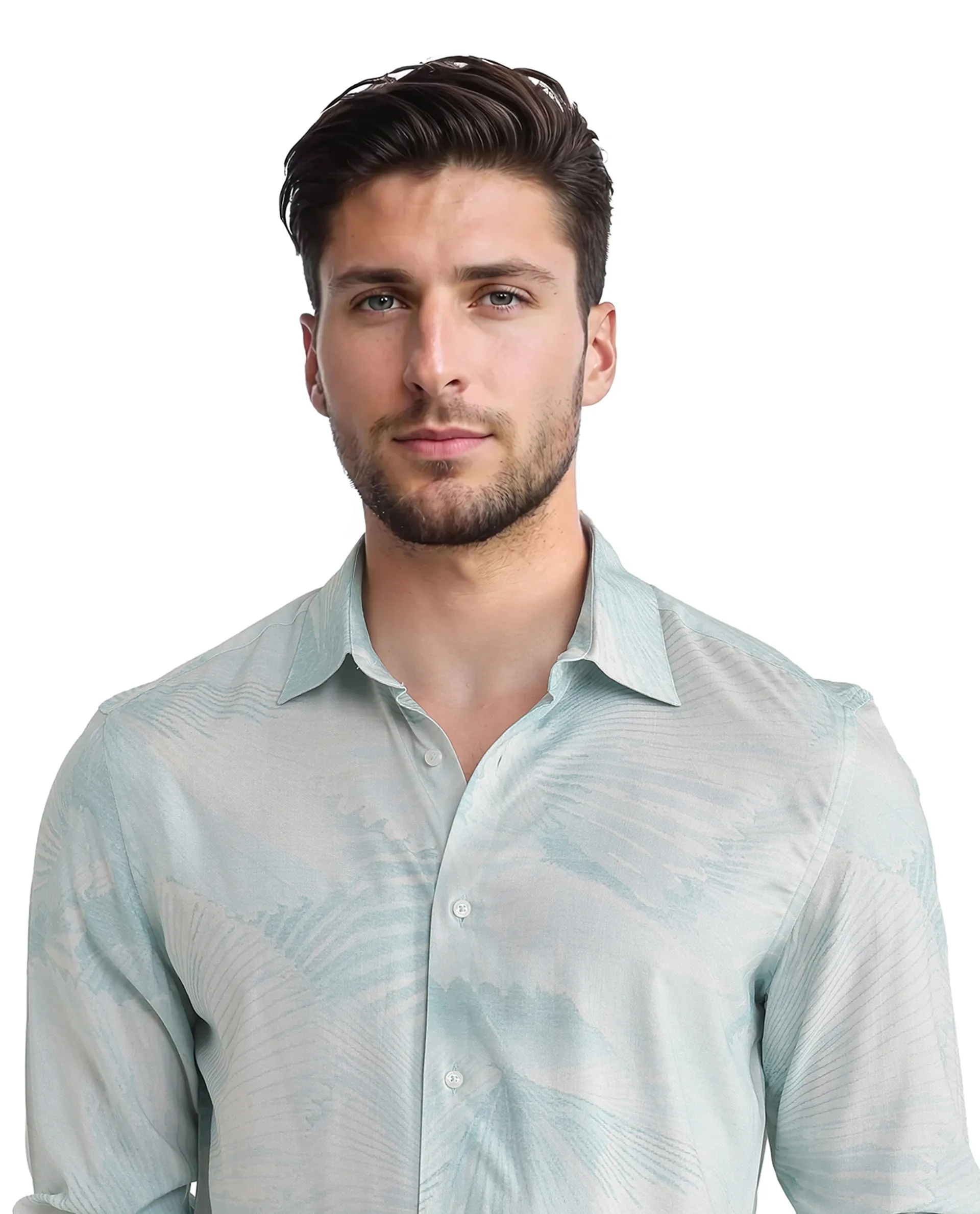 Rare Rabbit Men's Tasa Blue Viscose Abstract Print Relaxed Fit Full Sleeve Collared Shirt - Image 8