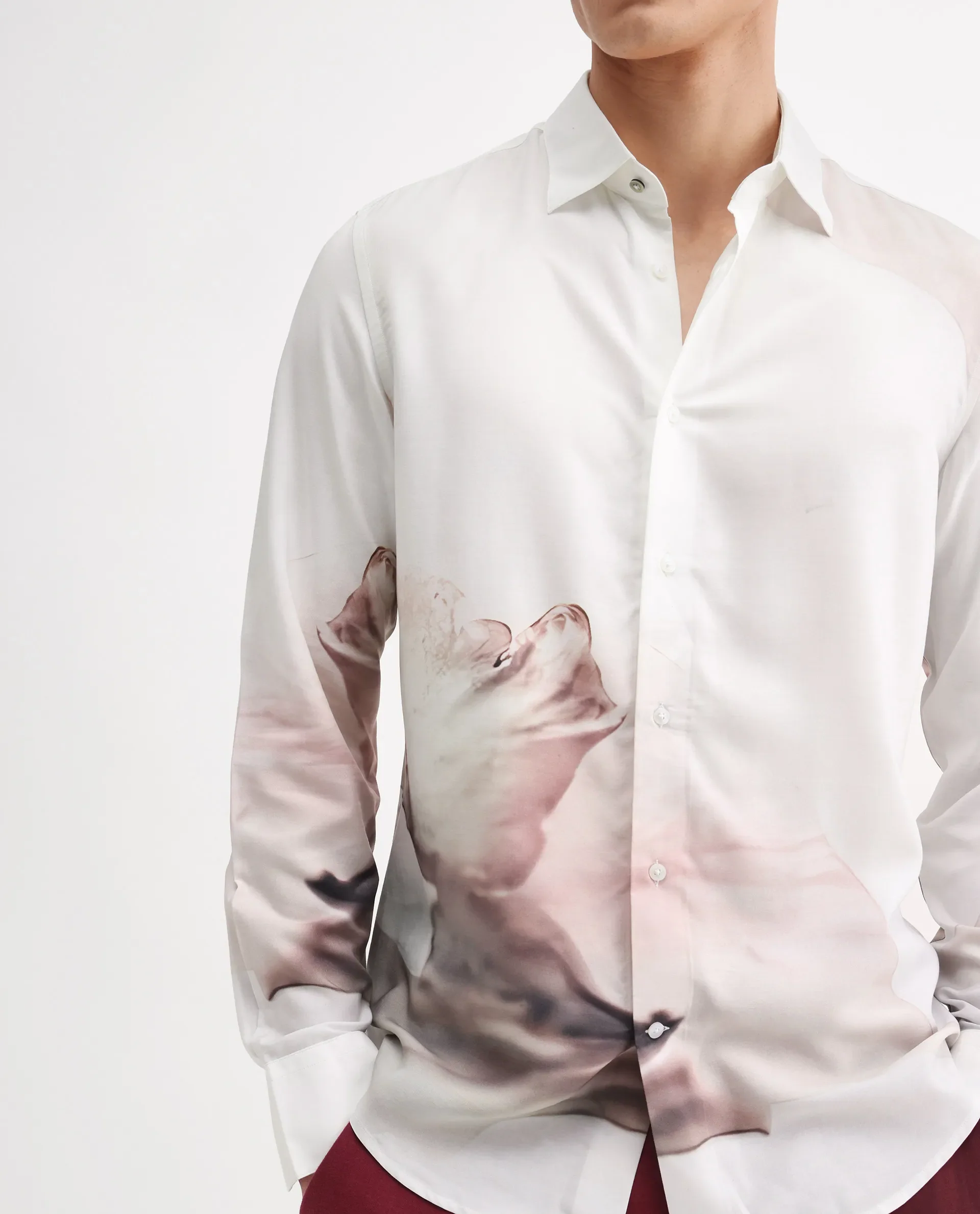 Rare Rabbit Men's Tavi White Viscose Floral Print Regular Fit Full Sleeve Collared Shirt - Image 3