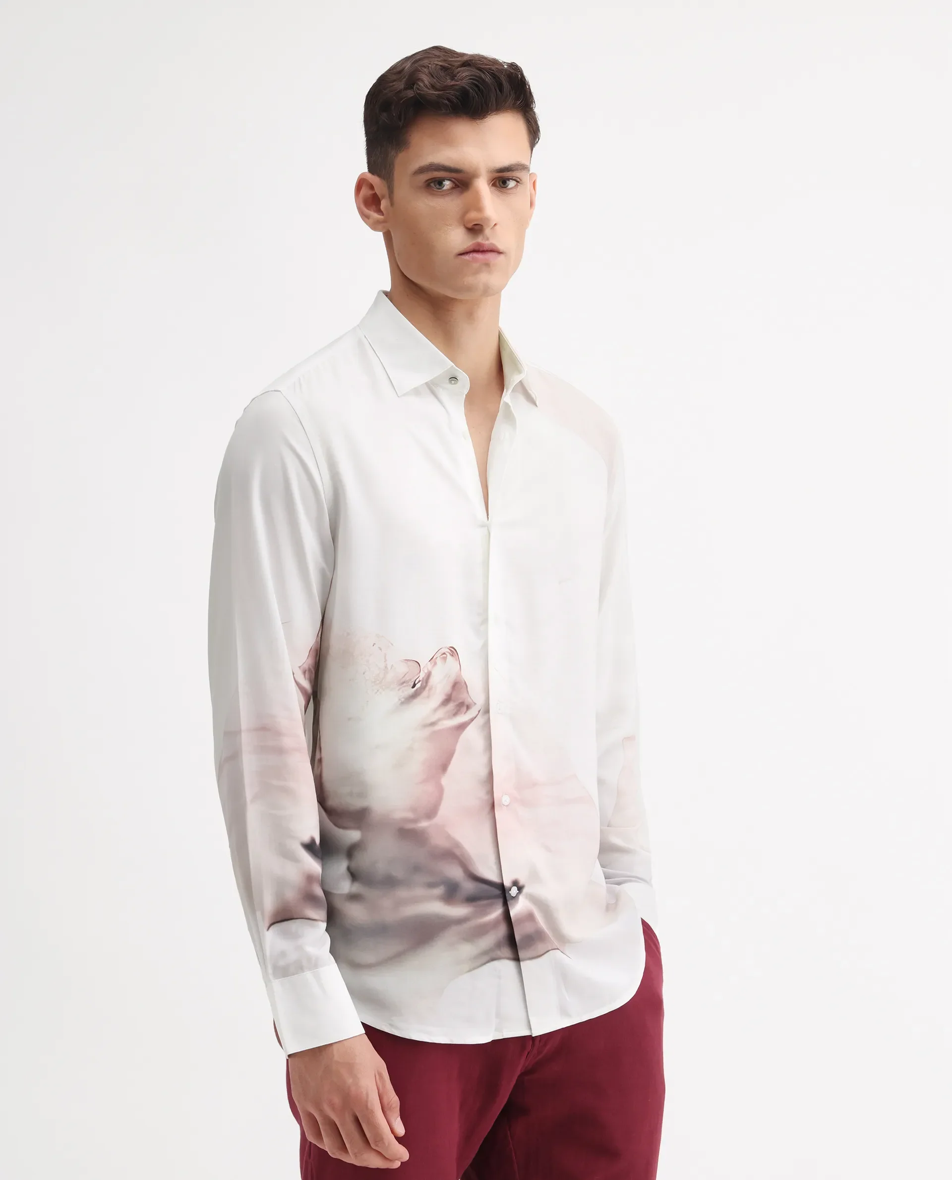 Rare Rabbit Men's Tavi White Viscose Floral Print Regular Fit Full Sleeve Collared Shirt - Image 5