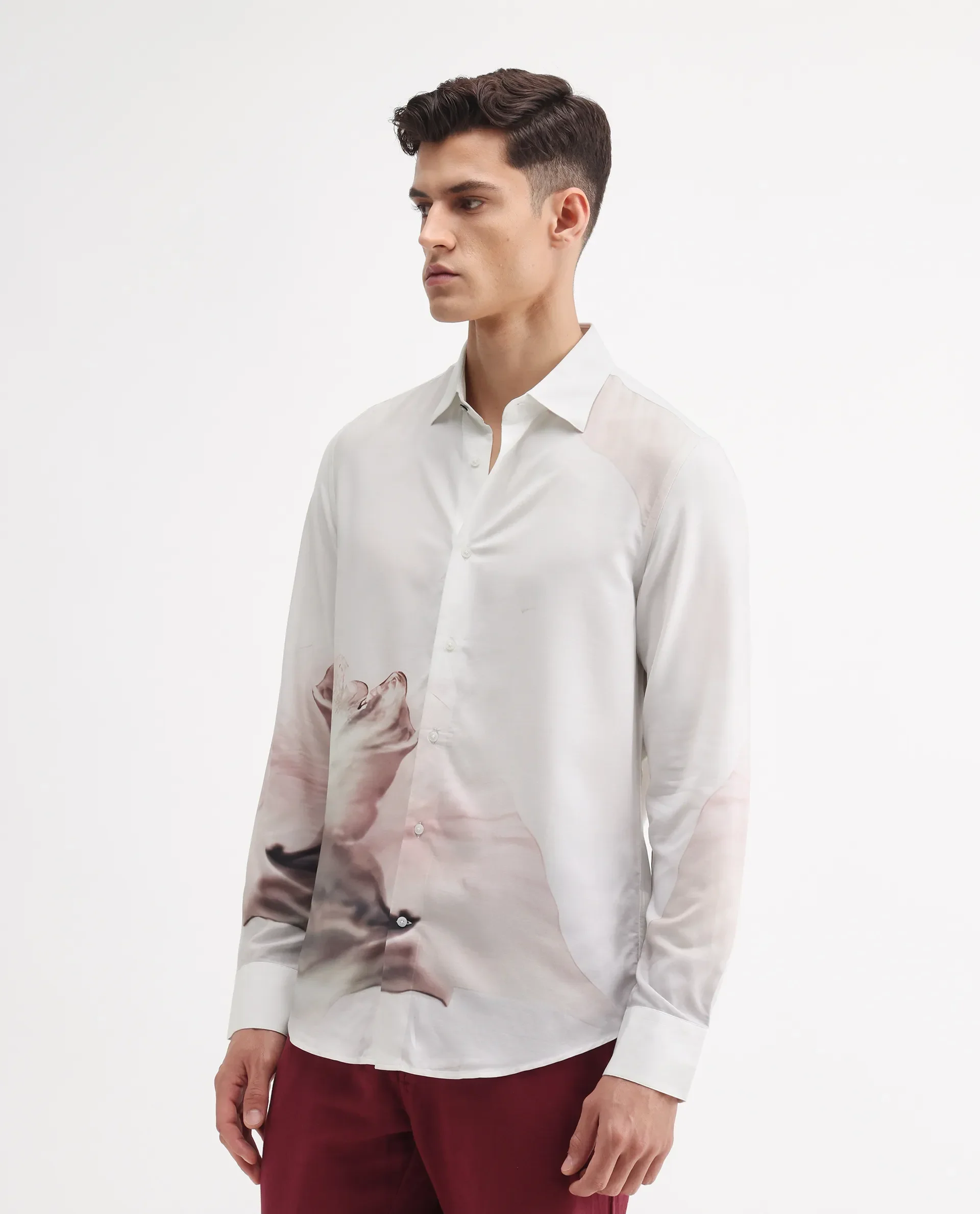 Rare Rabbit Men's Tavi White Viscose Floral Print Regular Fit Full Sleeve Collared Shirt - Image 6