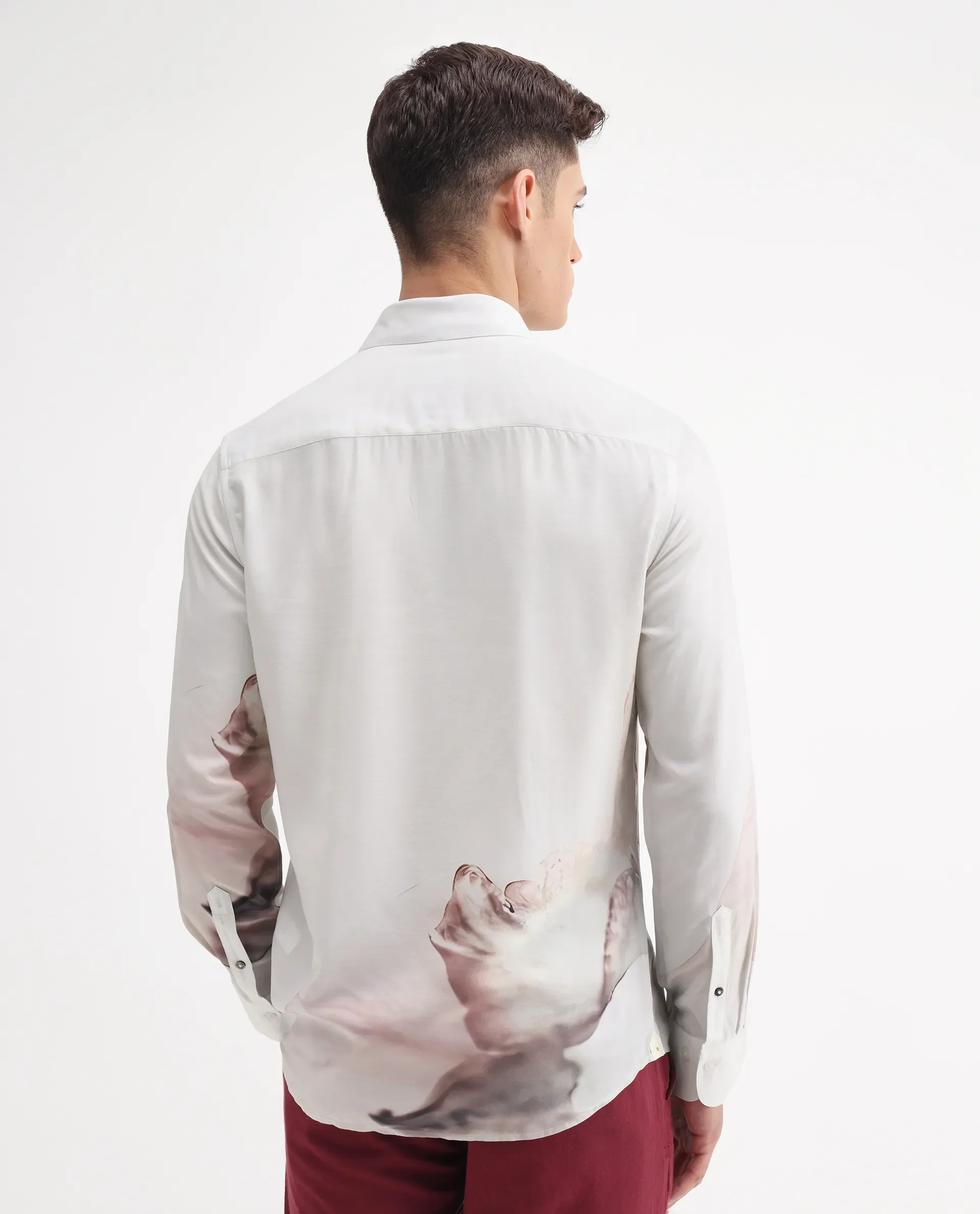Rare Rabbit Men's Tavi White Viscose Floral Print Regular Fit Full Sleeve Collared Shirt - Image 7