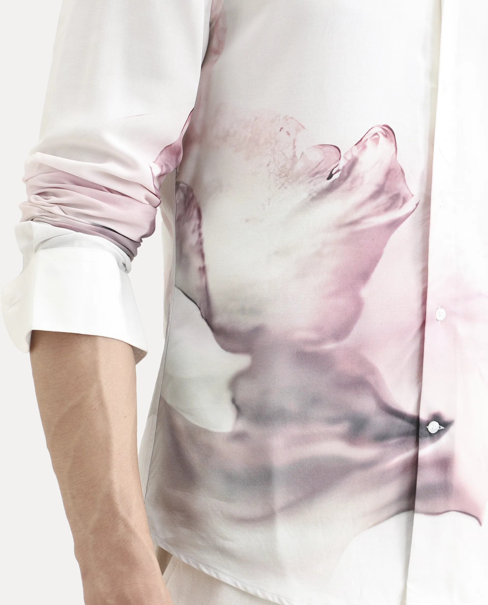 Rare Rabbit Men's Tavi White Viscose Floral Print Regular Fit Full Sleeve Collared Shirt - Image 5