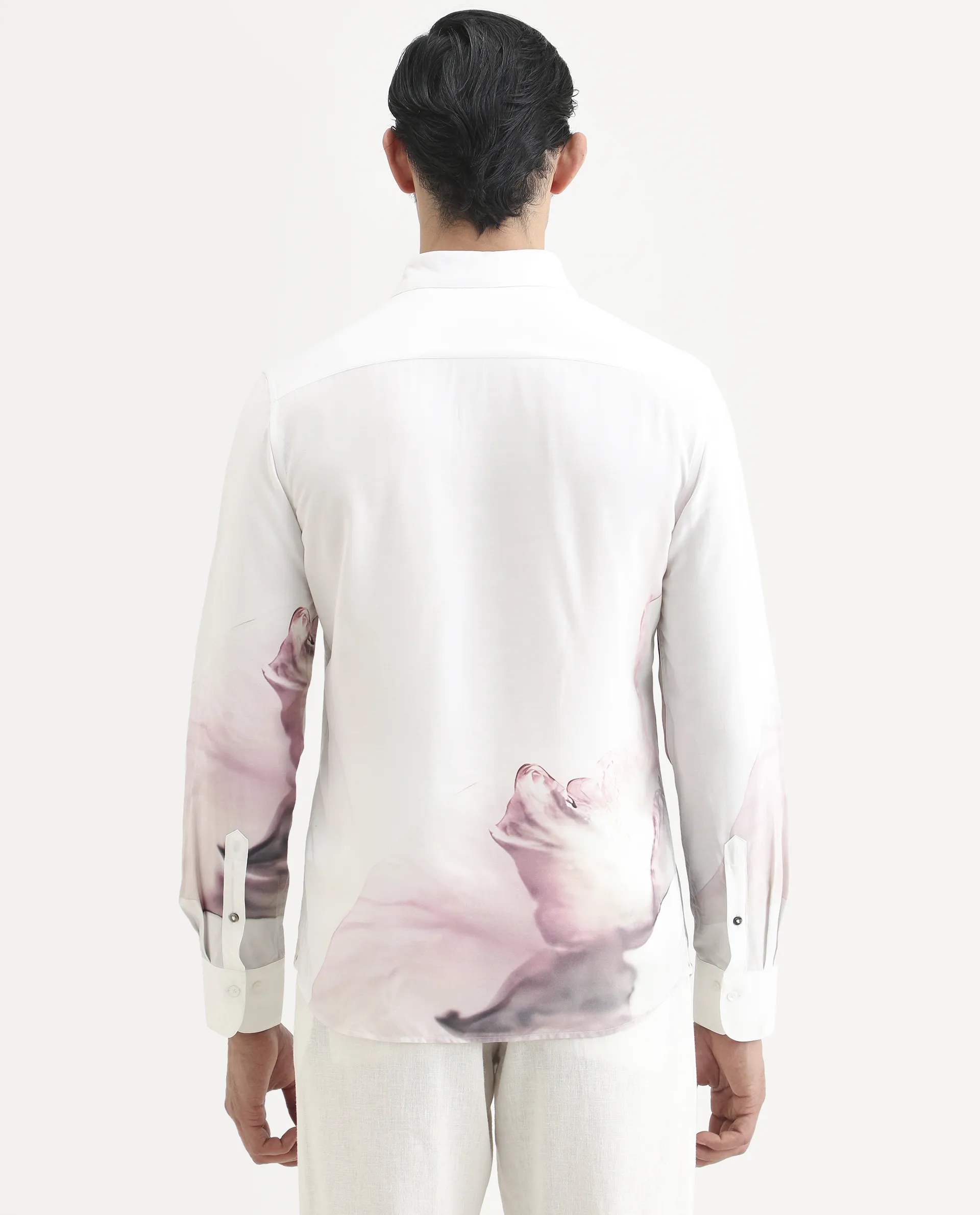 Rare Rabbit Men's Tavi White Viscose Floral Print Regular Fit Full Sleeve Collared Shirt - Image 8