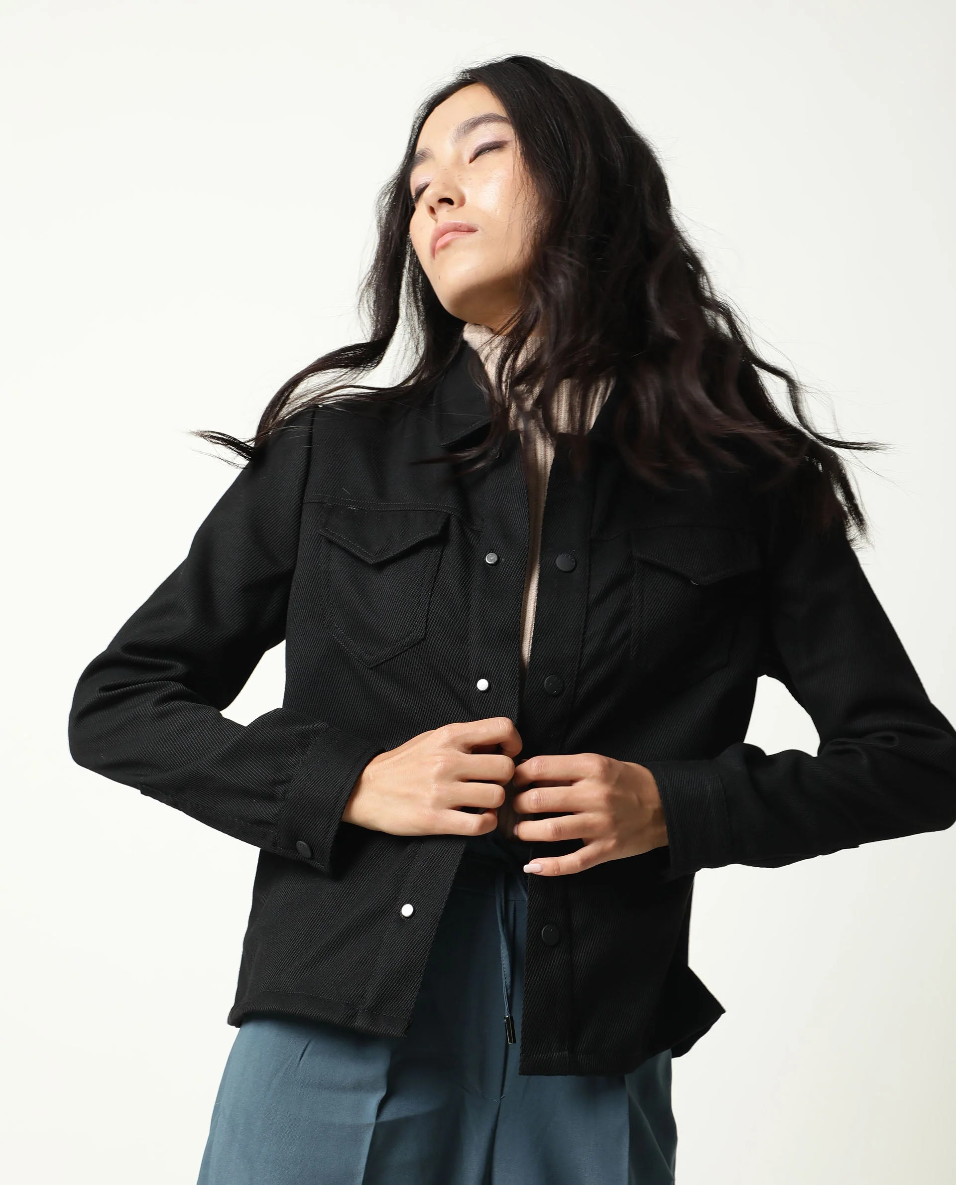 Rareism Women Taz Black Jacket Full Sleeves Solid - Image 5