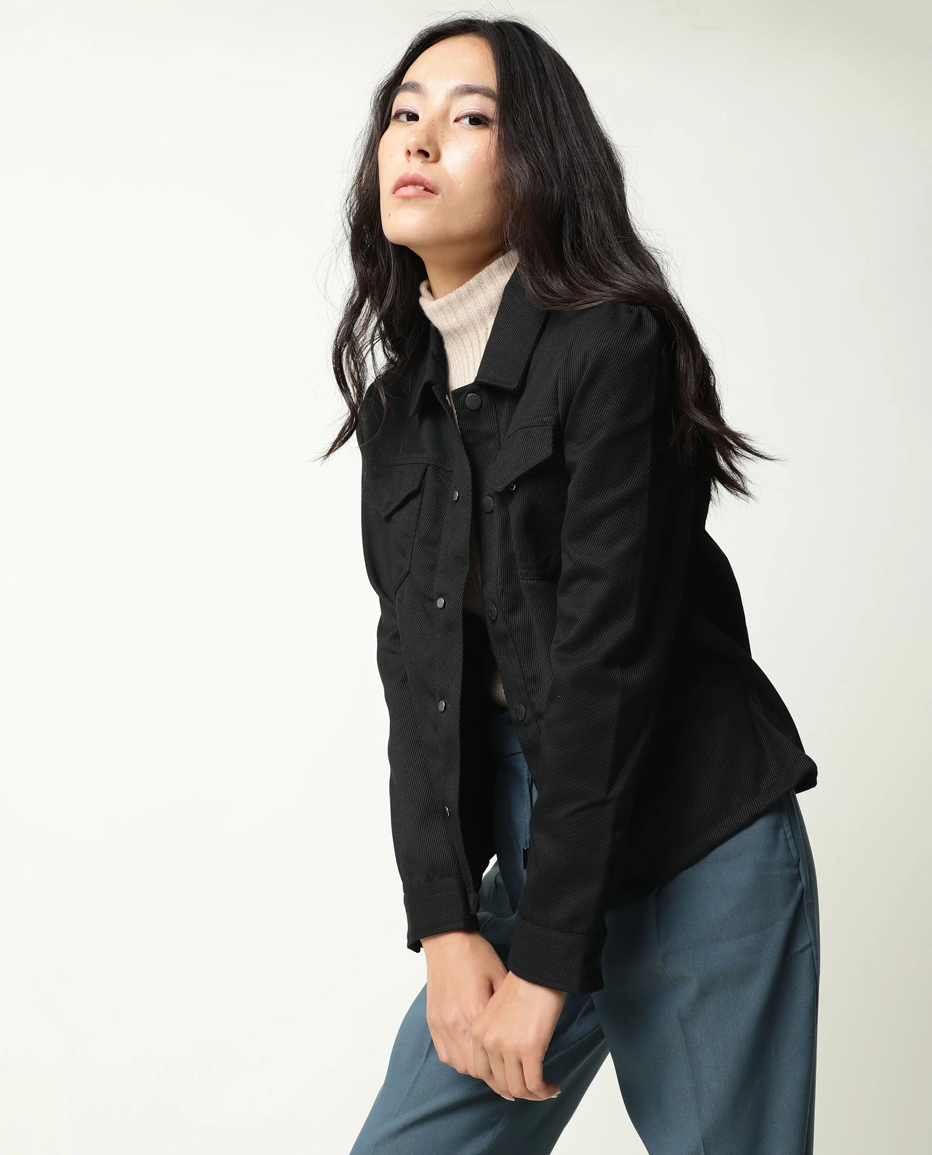 Rareism Women Taz Black Jacket Full Sleeves Solid - Image 7