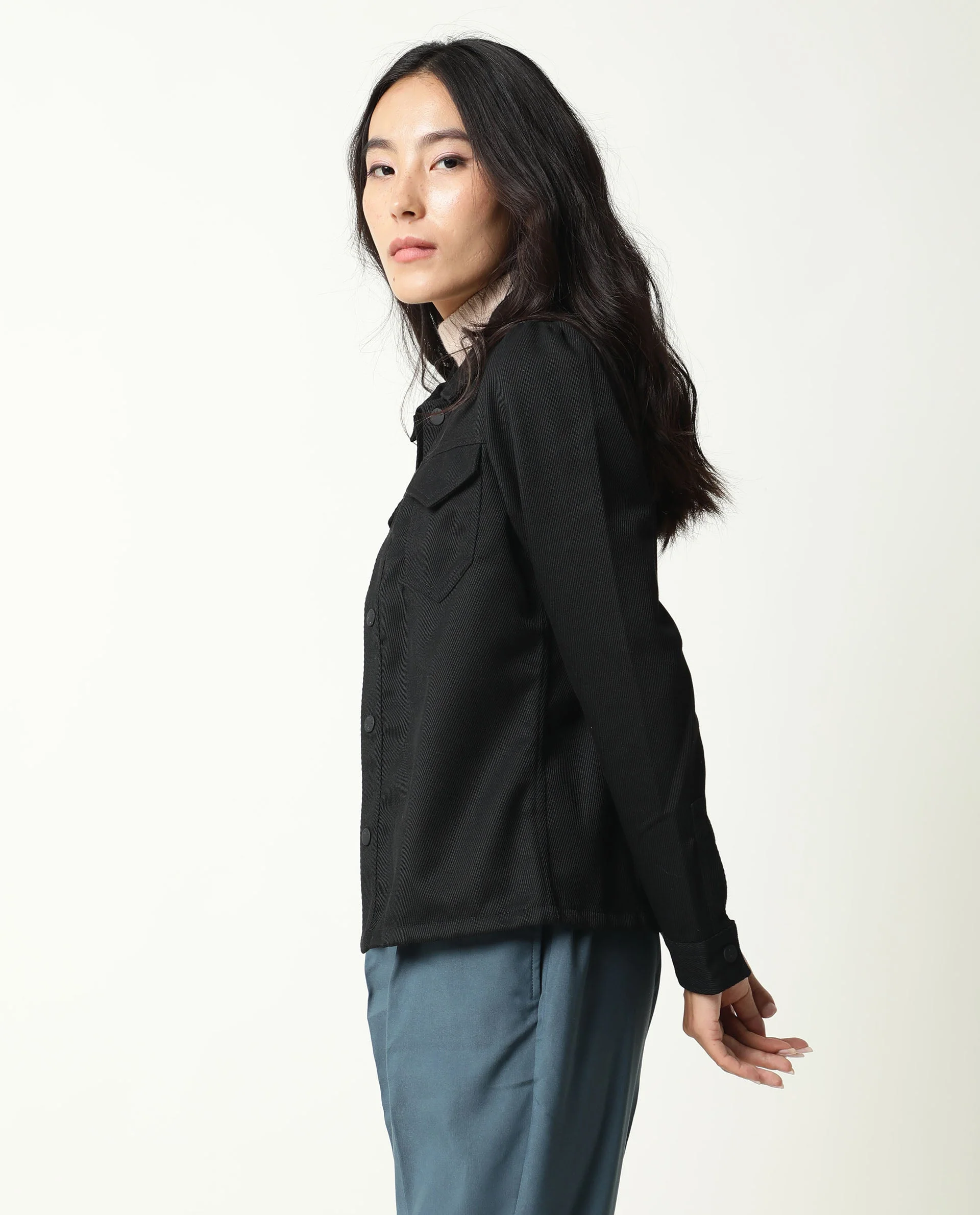 Rareism Women Taz Black Jacket Full Sleeves Solid - Image 8