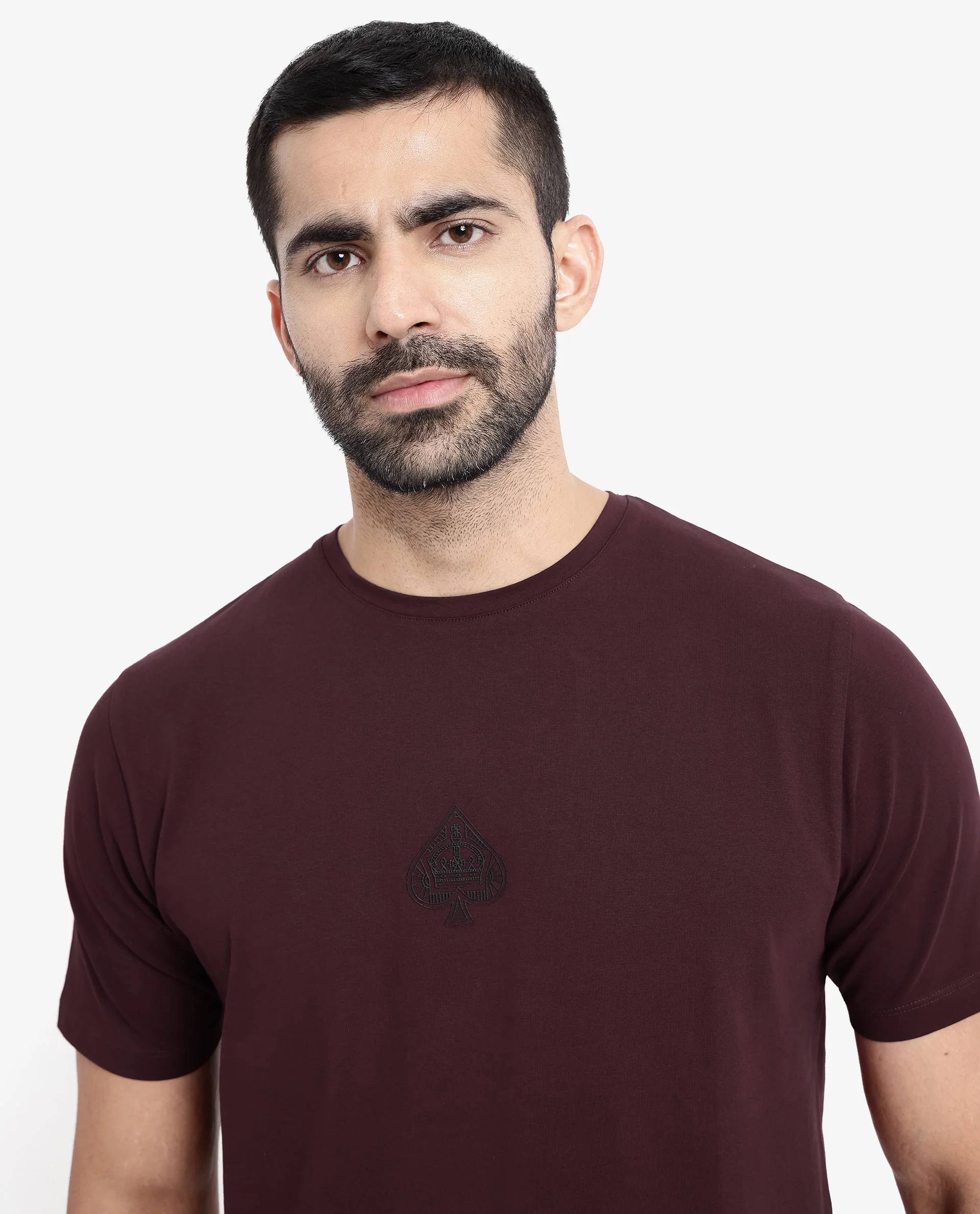 Rare Rabbit Men's Tegor Maroon Cotton Graphic Print Regular Fit Half Sleeve Crew Neck T-Shirt - Image 5