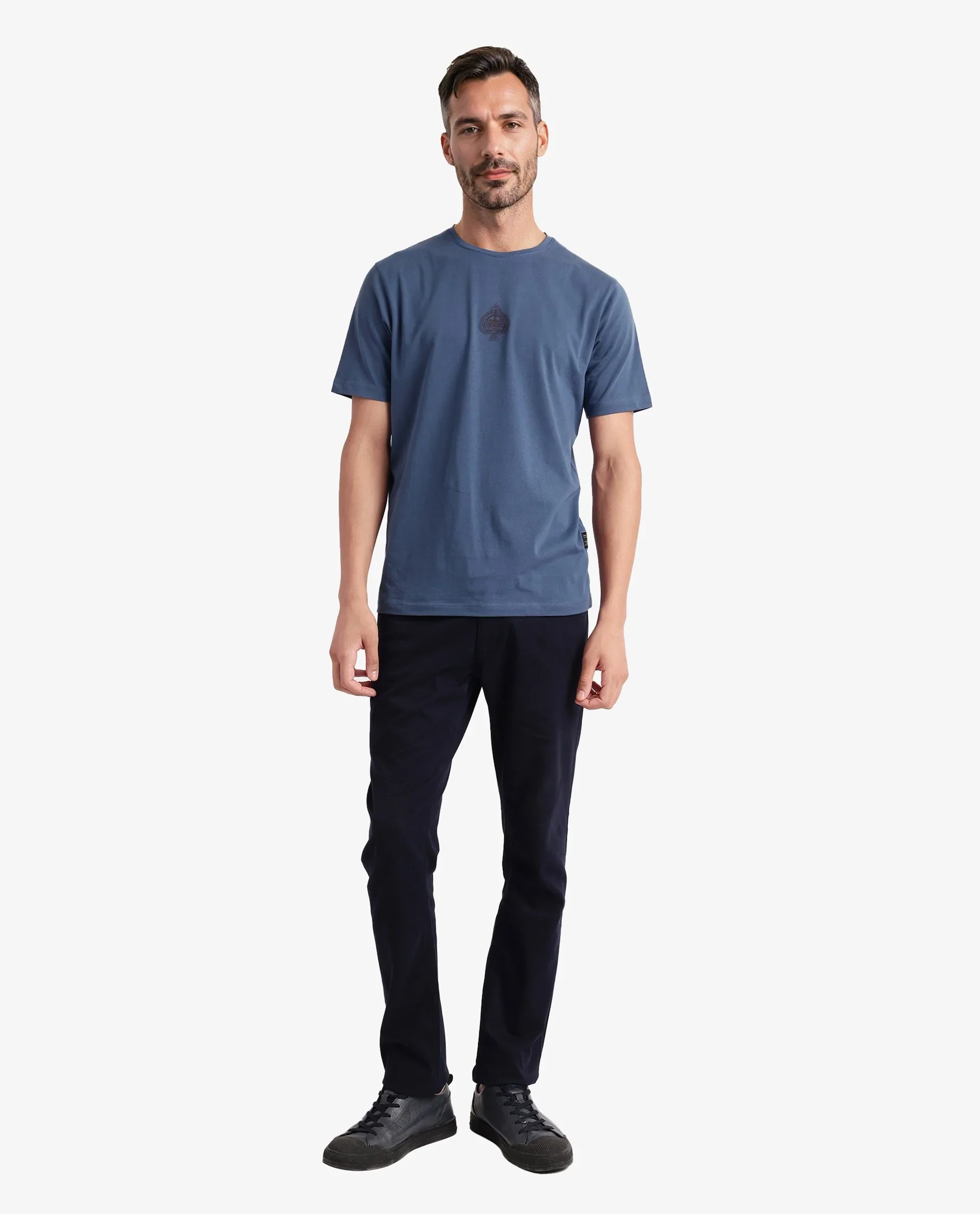 Rare Rabbit Men's Tegor Petrol Cotton Graphic Print Regular Fit Half Sleeve Crew Neck T-Shirt - Image 2