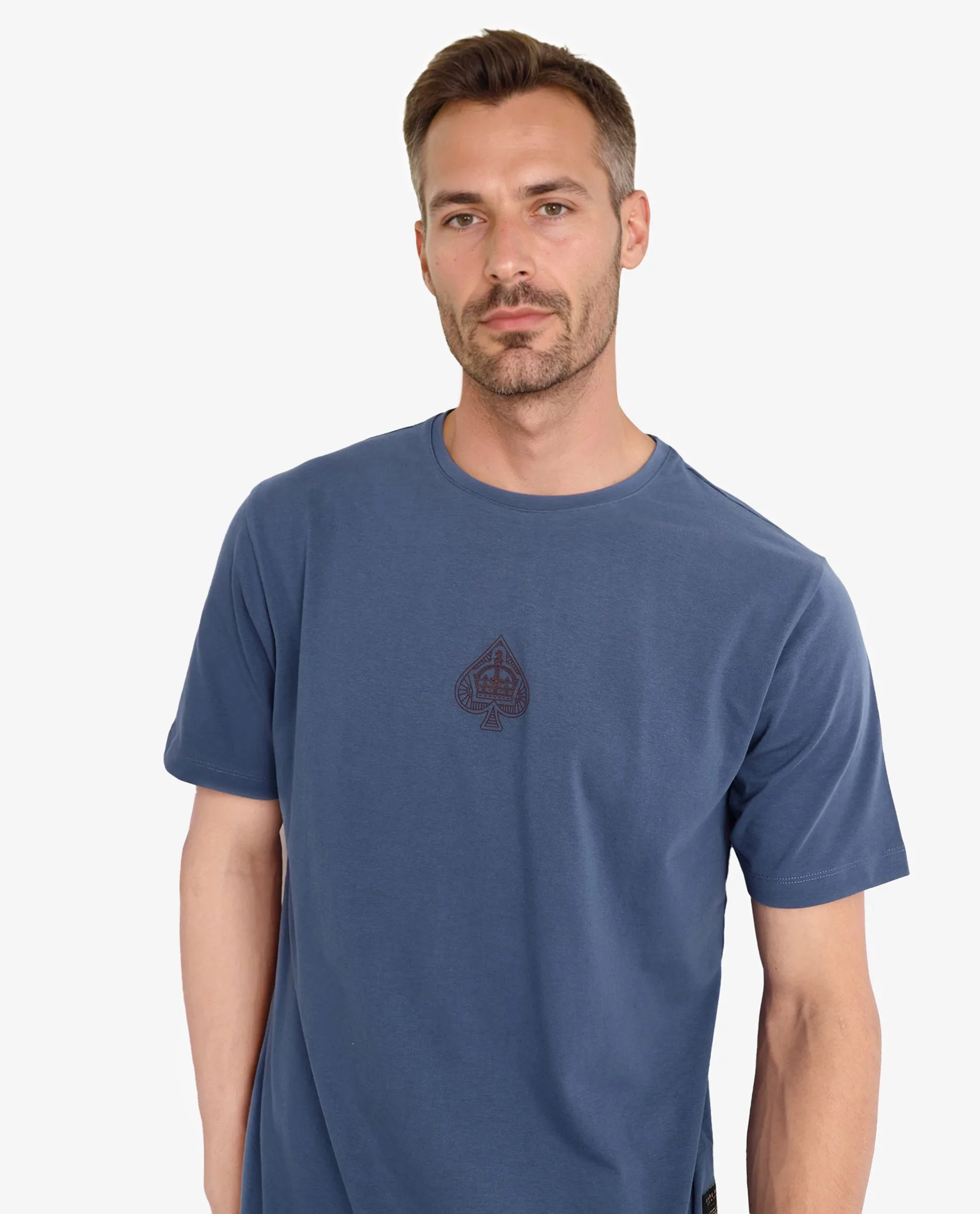 Rare Rabbit Men's Tegor Petrol Cotton Graphic Print Regular Fit Half Sleeve Crew Neck T-Shirt - Image 3