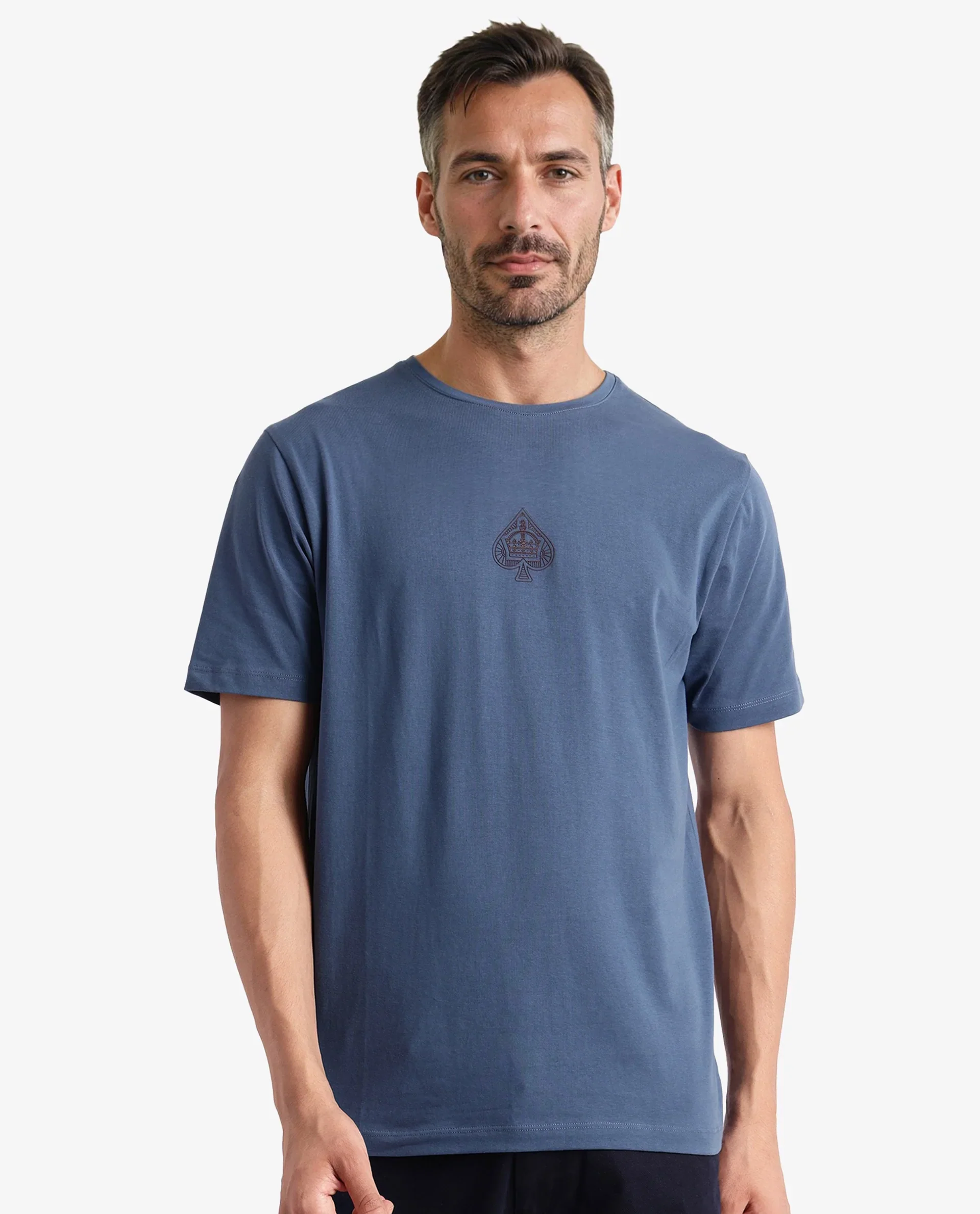 Rare Rabbit Men's Tegor Petrol Cotton Graphic Print Regular Fit Half Sleeve Crew Neck T-Shirt - Image 5
