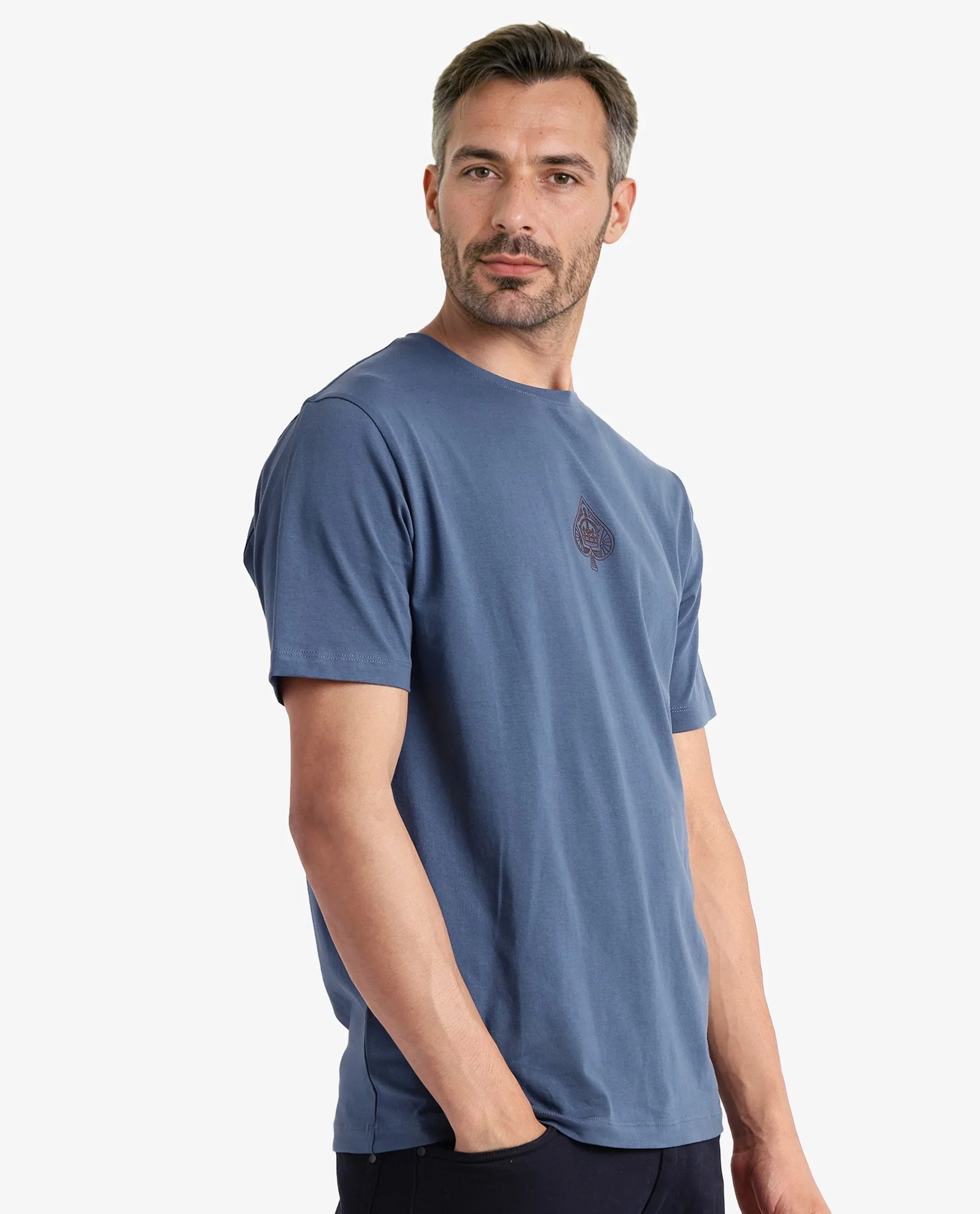 Rare Rabbit Men's Tegor Petrol Cotton Graphic Print Regular Fit Half Sleeve Crew Neck T-Shirt - Image 7