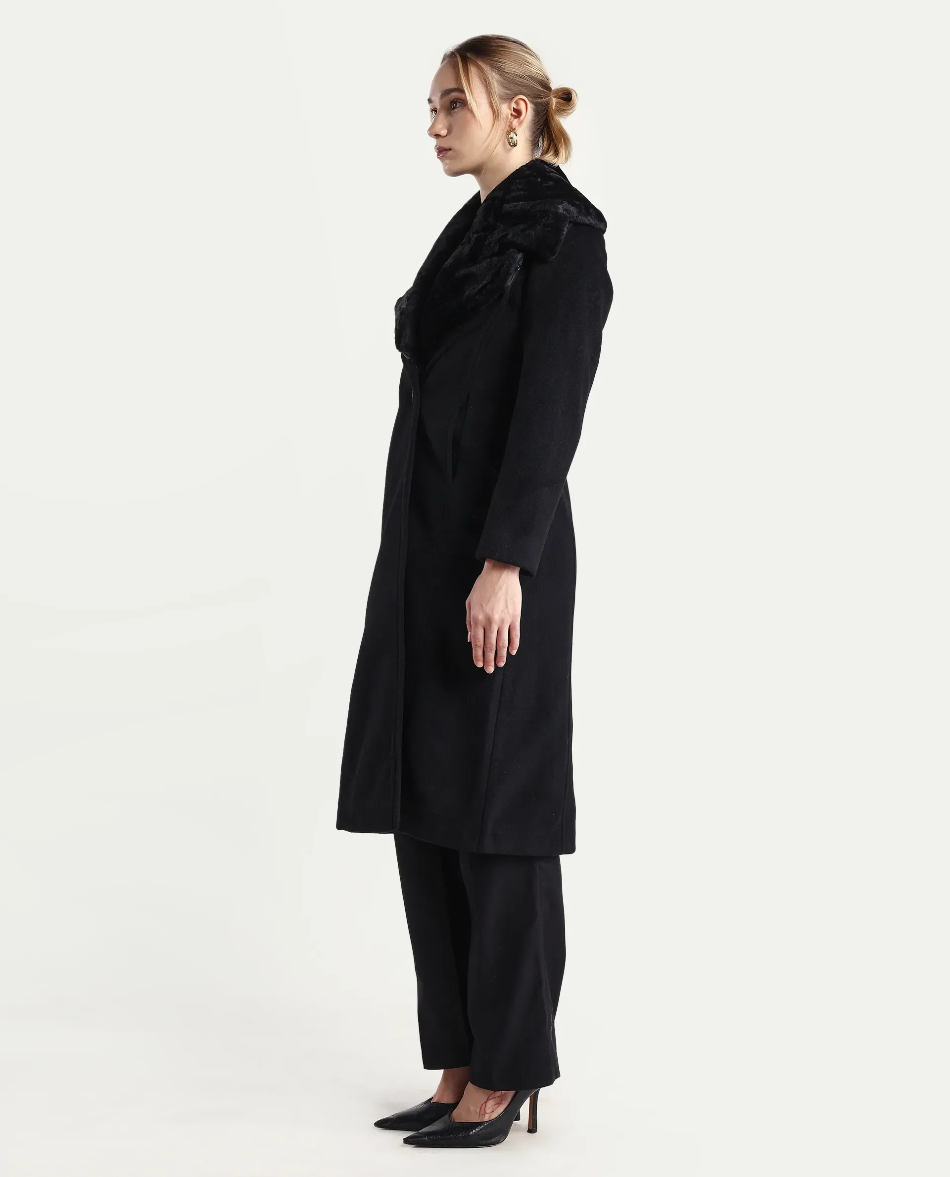 Rareism Women's Teich-25 Black Polyester Regular Fit Coat - Image 5