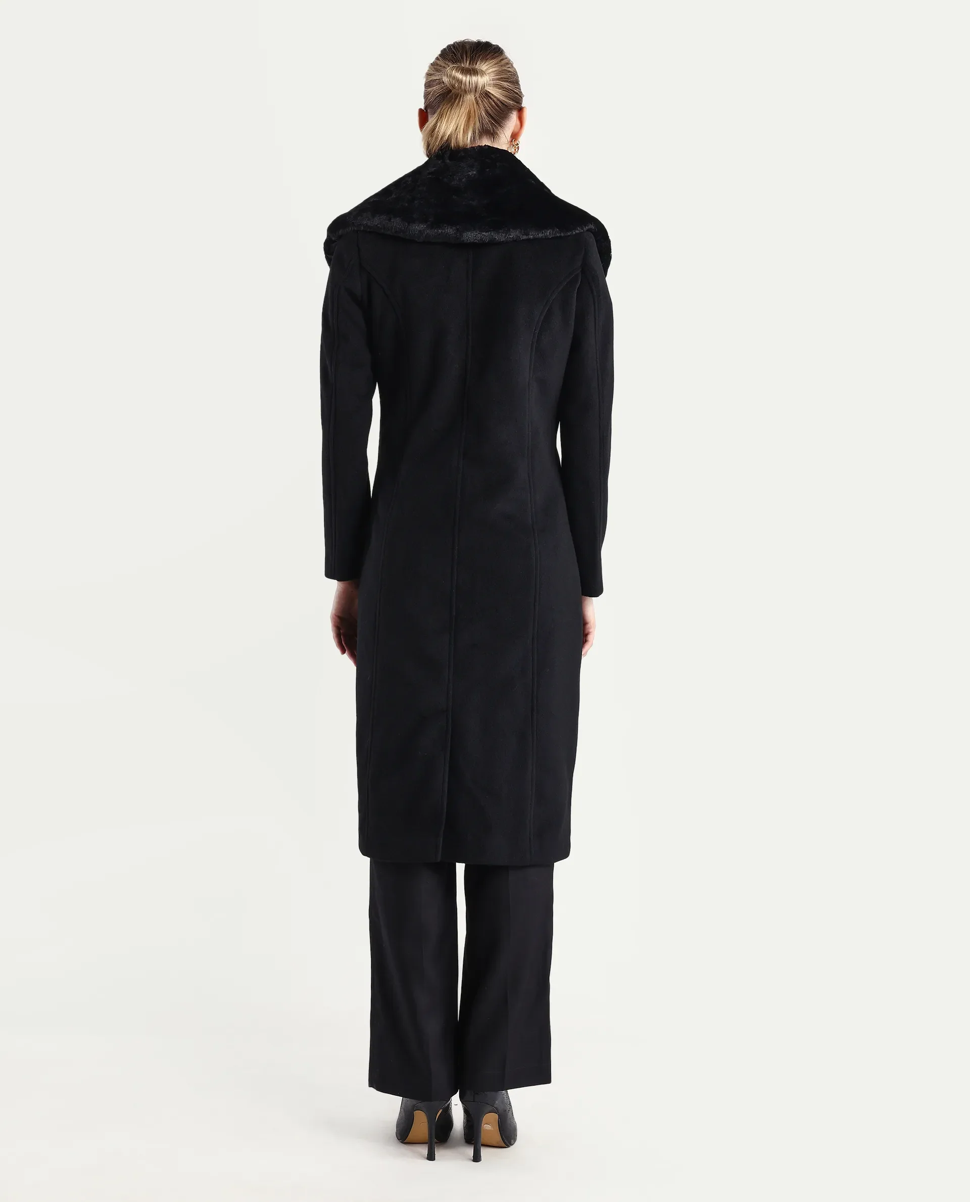 Rareism Women's Teich-25 Black Polyester Regular Fit Coat - Image 7