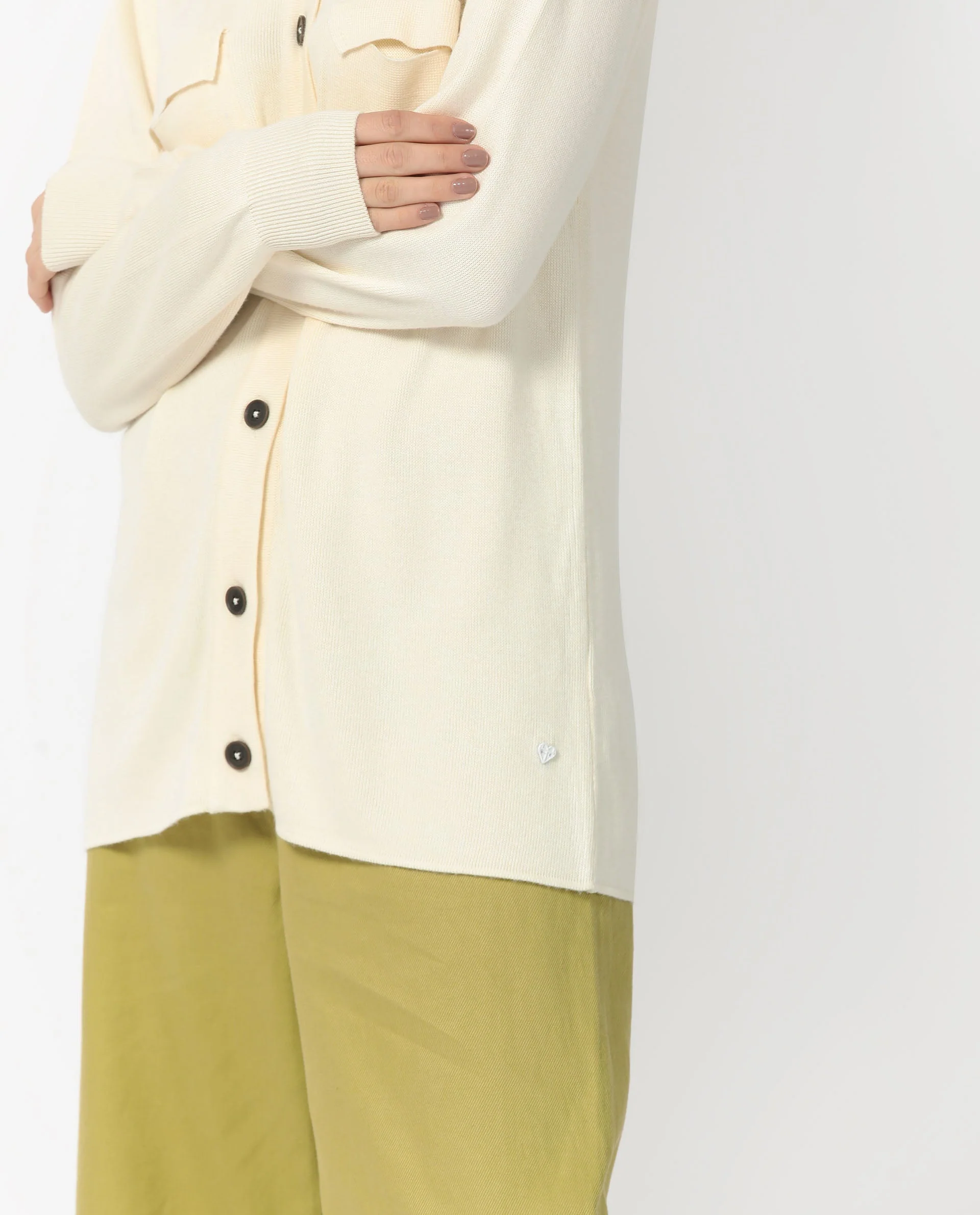 Rareism Women's Telkon Off White Viscose Spread Collar Plain Regular Fit Sweater - Image 7