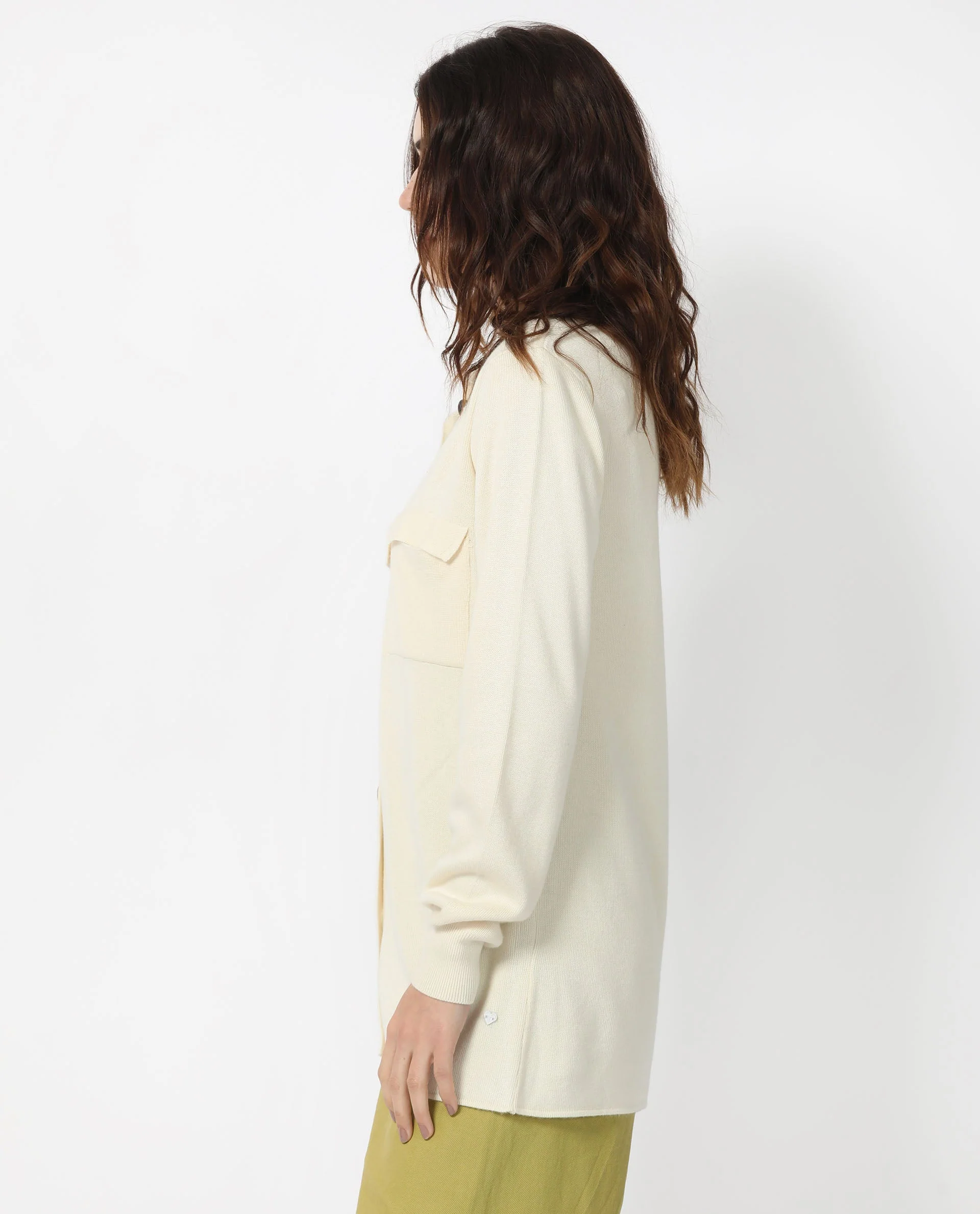 Rareism Women's Telkon Off White Viscose Spread Collar Plain Regular Fit Sweater - Image 8