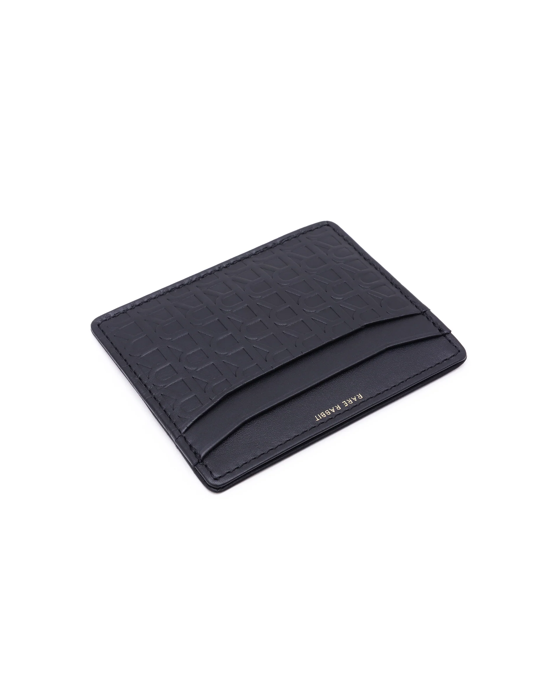 Rare Rabbit Mens Tella Black Slim Rfid Monogram Embossed Credit Card Holder - Image 5