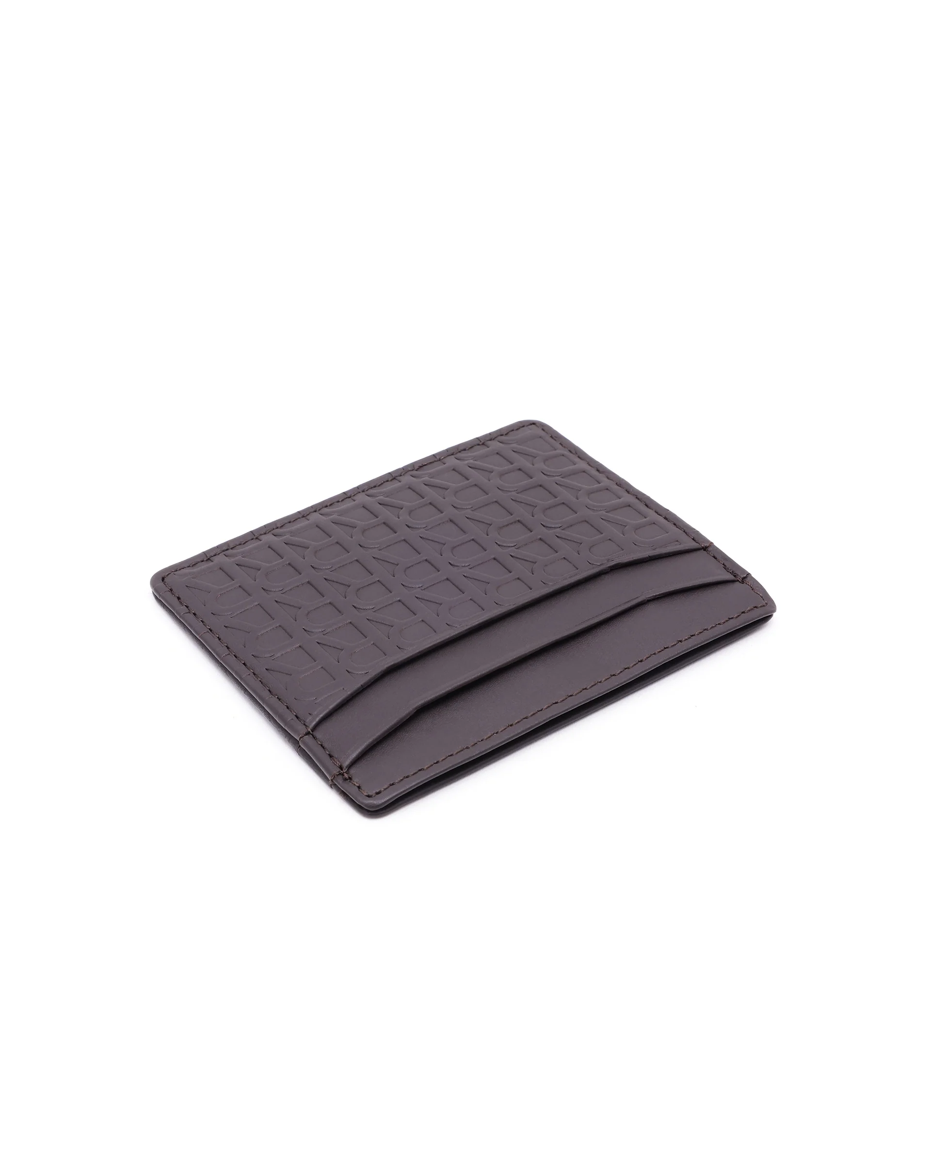 Rare Rabbit Mens Tella Brown Slim Rfid Monogram Print Credit Card Holder - Image 2