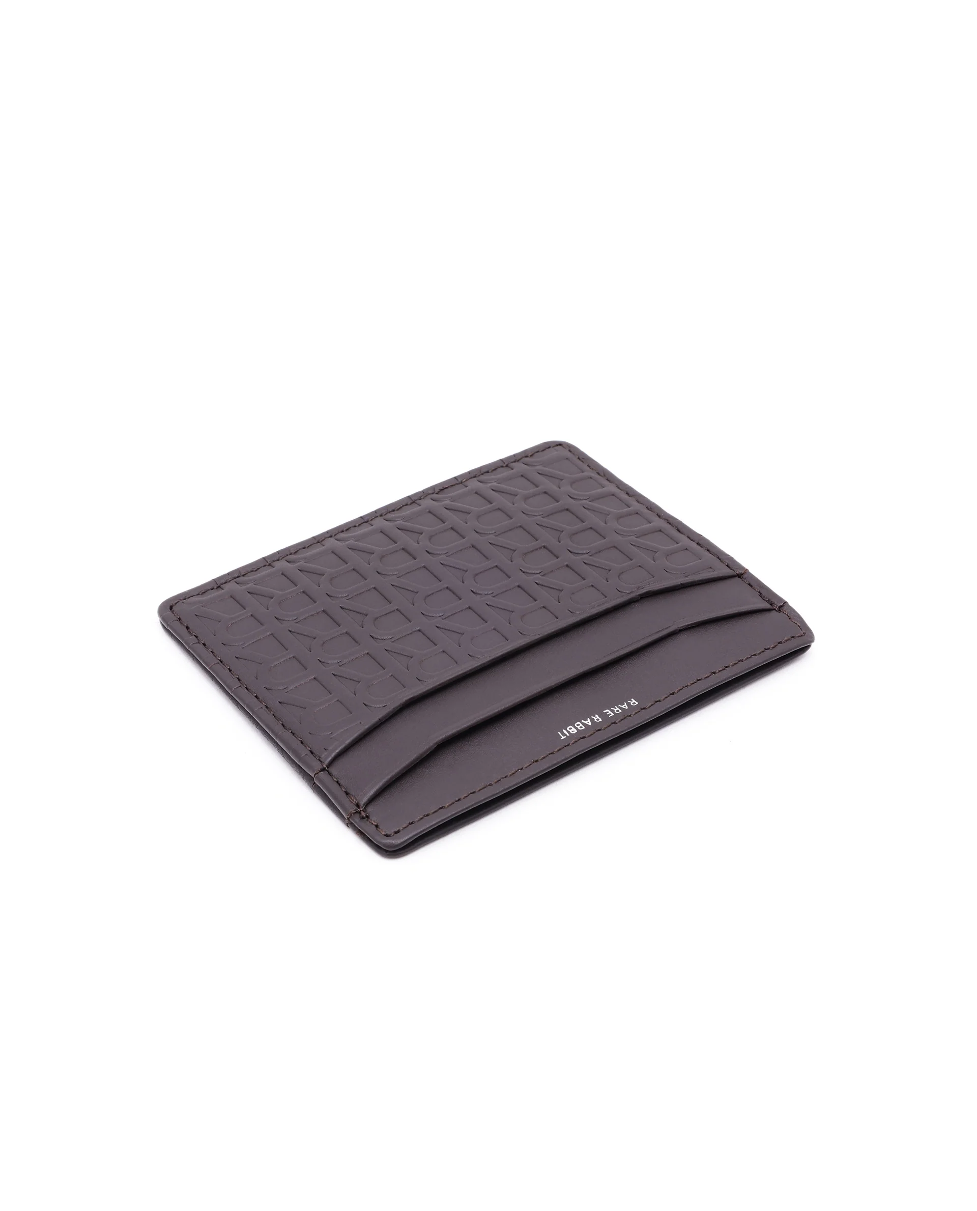 Rare Rabbit Mens Tella Brown Slim Rfid Monogram Print Credit Card Holder - Image 3