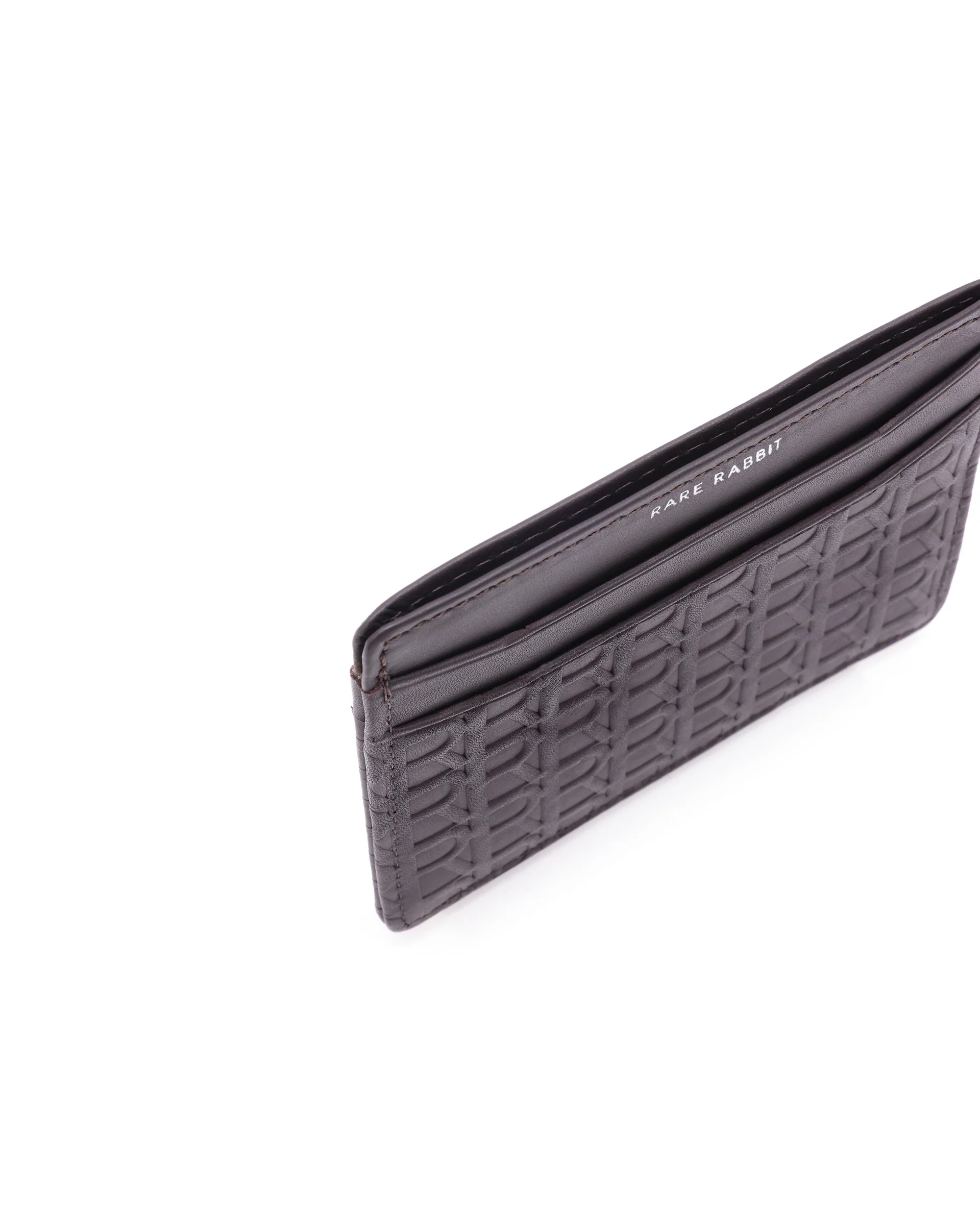 Rare Rabbit Mens Tella Brown Slim Rfid Monogram Print Credit Card Holder - Image 5