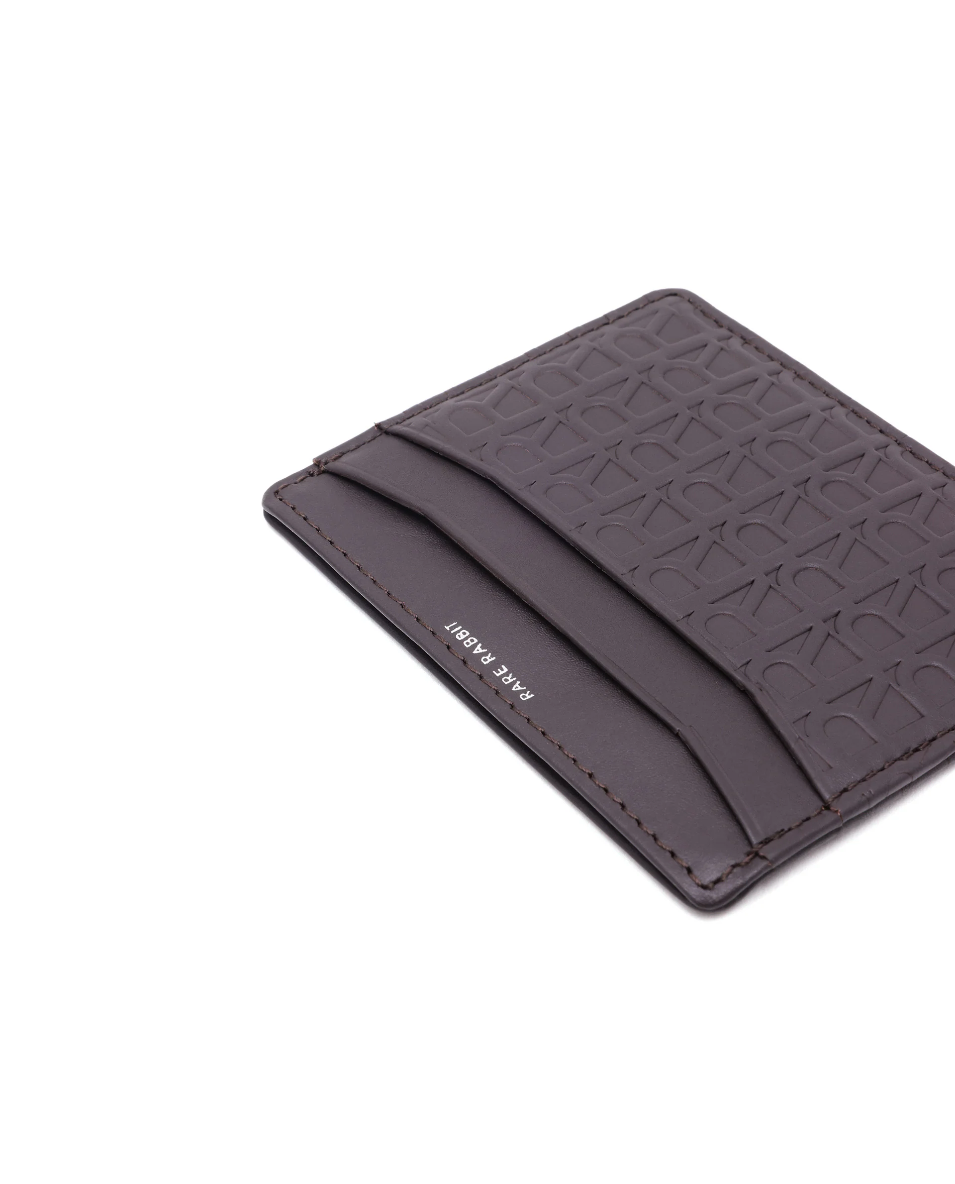 Rare Rabbit Mens Tella Brown Slim Rfid Monogram Print Credit Card Holder - Image 7
