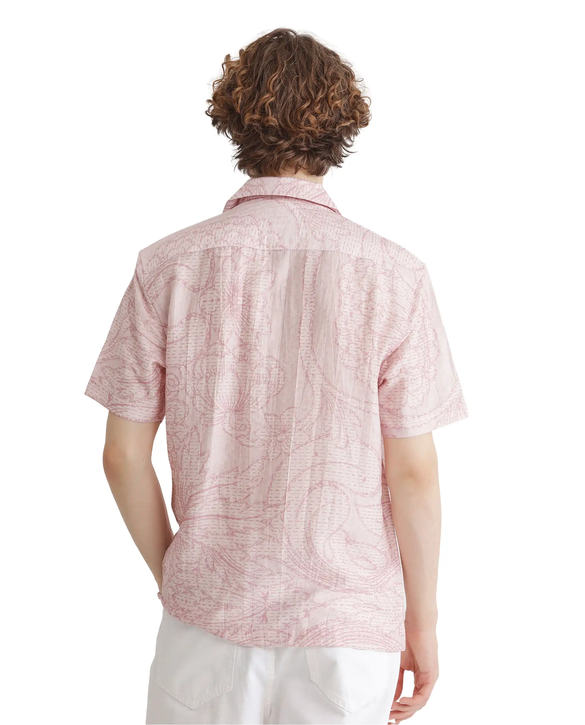 Rare Rabbit Men's Telo Pink Viscose Blend Floral Print Boxy Fit Half Sleeve Cuban Collar Shirt - Image 4