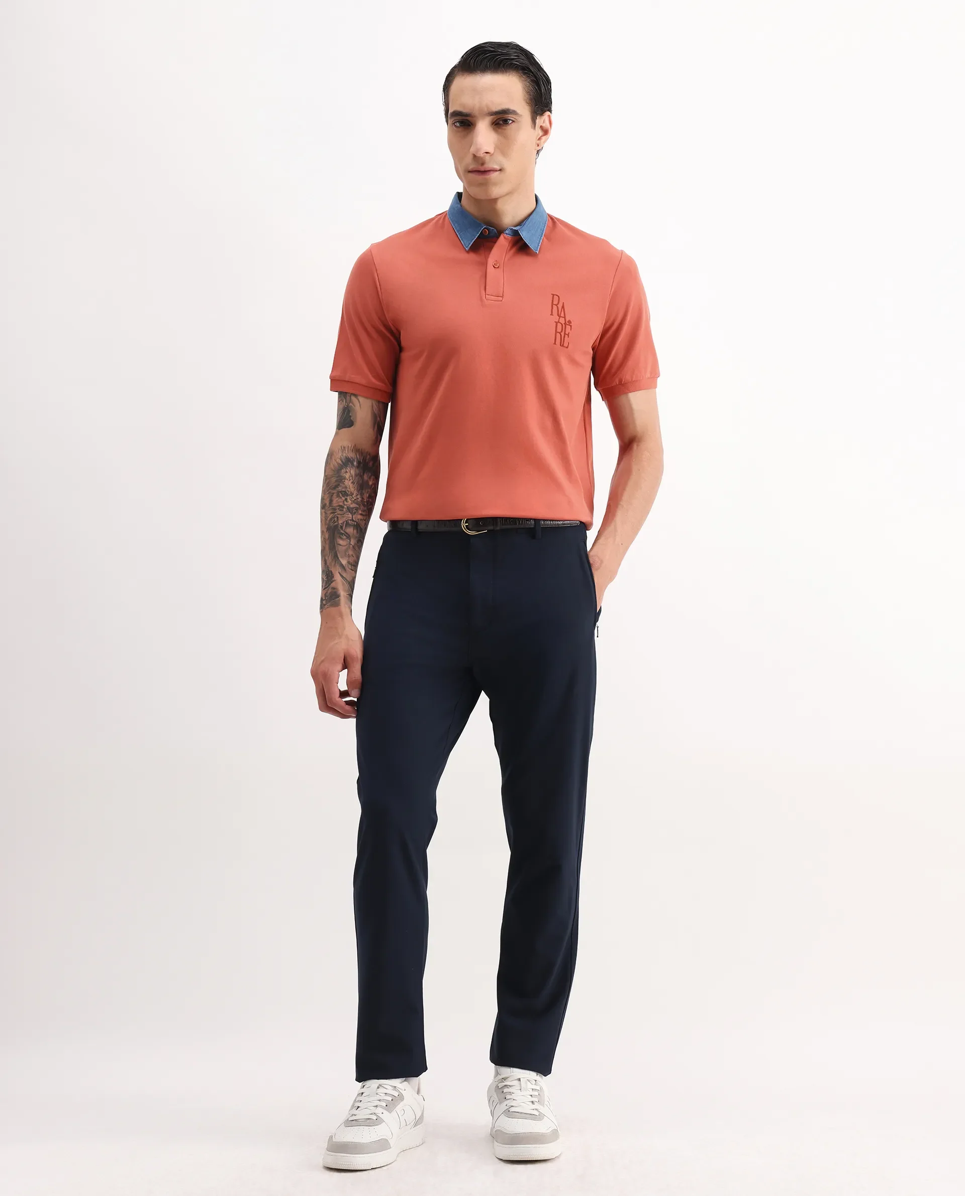 Rare Rabbit Men's Plain Regular Fit Half Sleeve Polo - Image 2