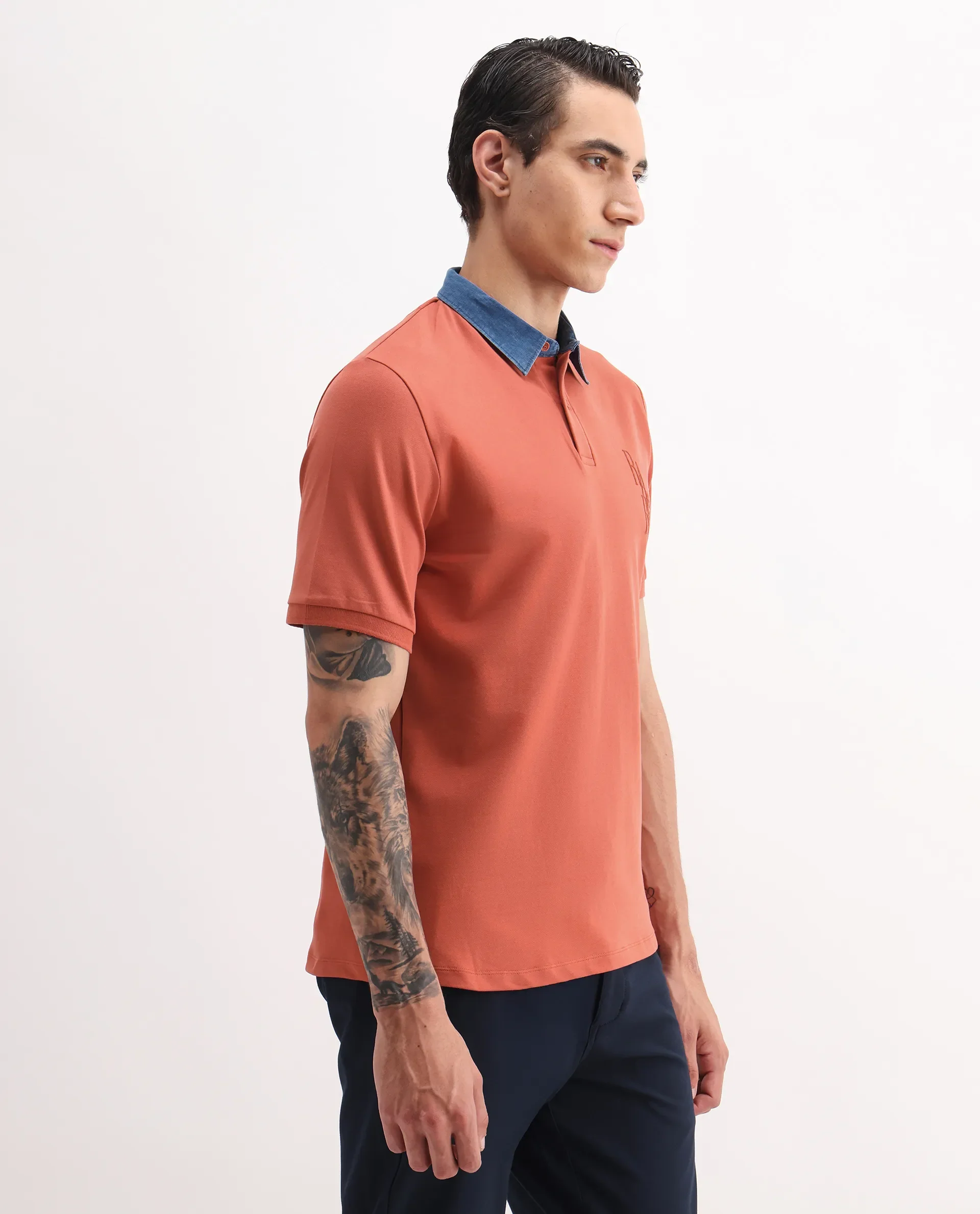 Rare Rabbit Men's Plain Regular Fit Half Sleeve Polo - Image 6