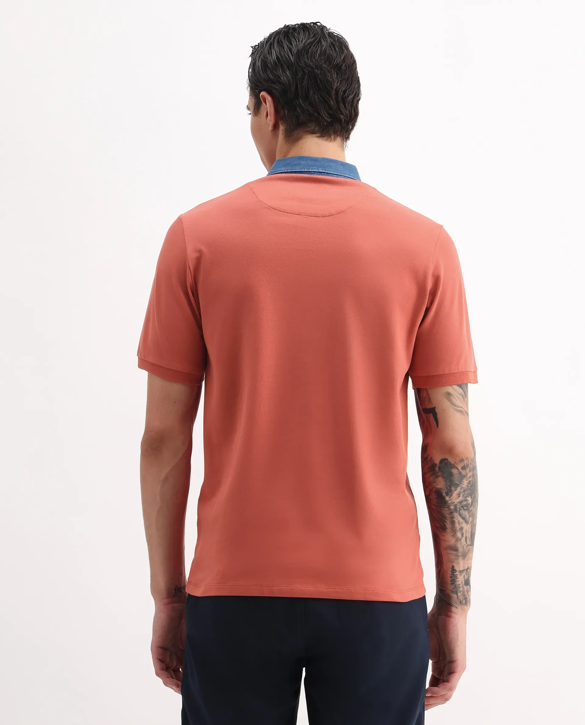 Rare Rabbit Men's Plain Regular Fit Half Sleeve Polo - Image 7