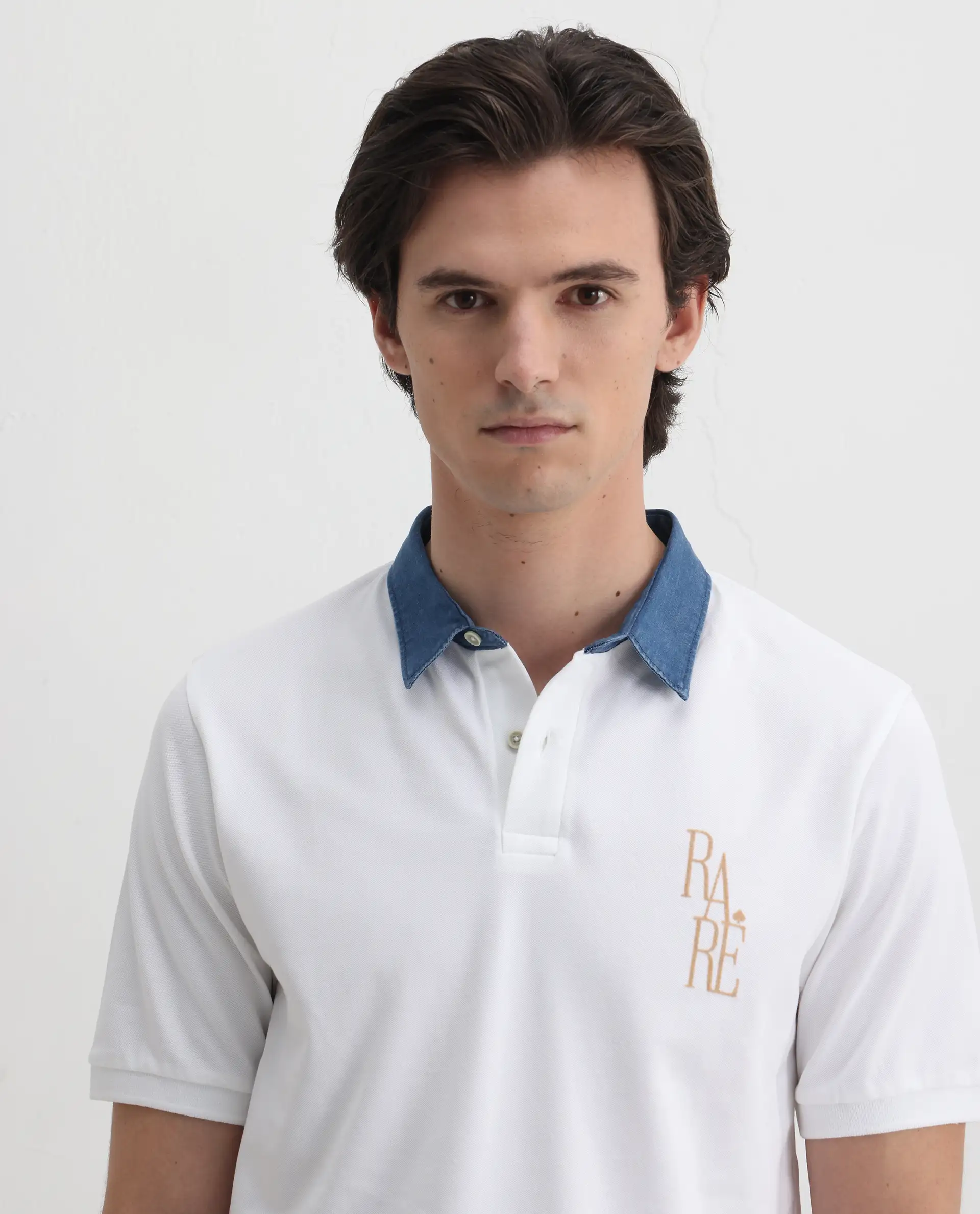 Rare Rabbit Men's Tem White Cotton Plain Regular Fit Half Sleeve Polo - Image 6