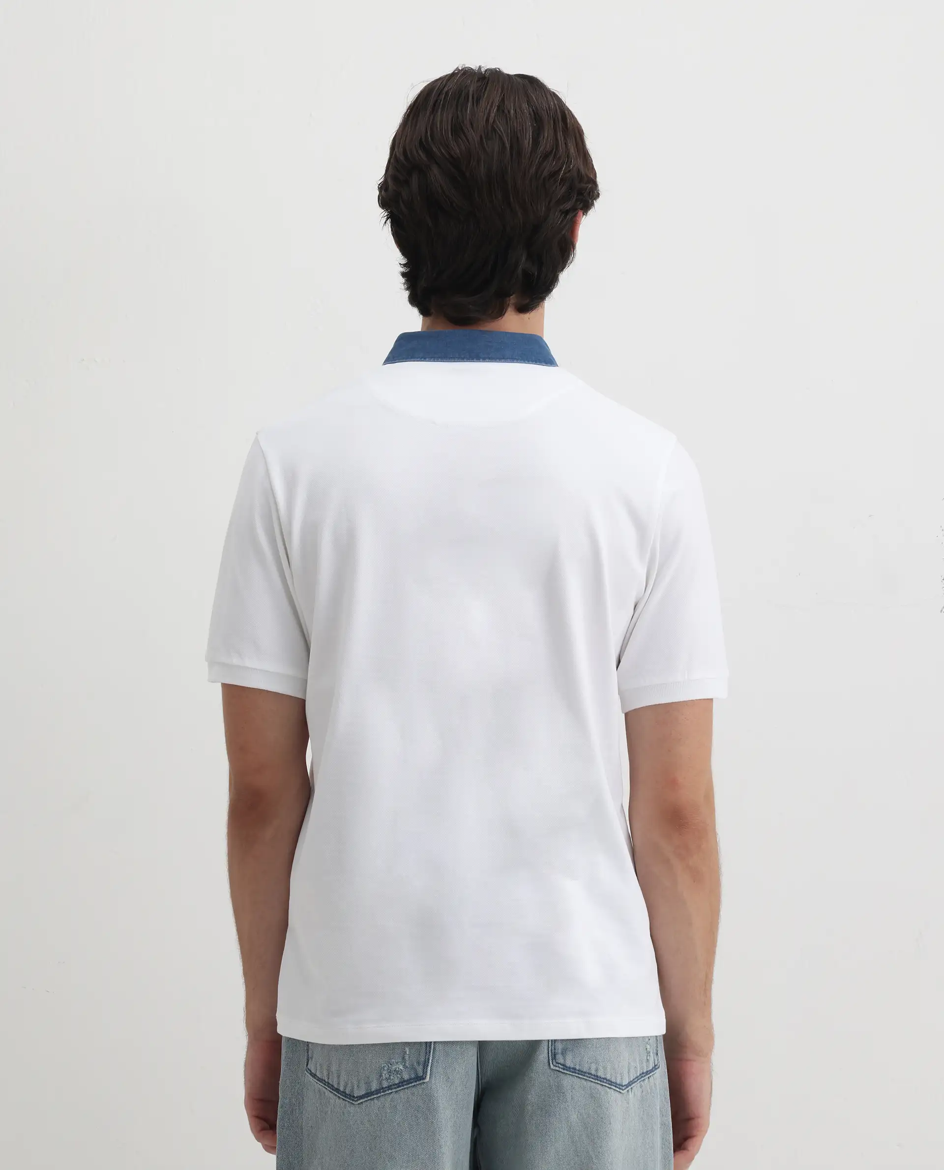 Rare Rabbit Men's Tem White Cotton Plain Regular Fit Half Sleeve Polo - Image 8