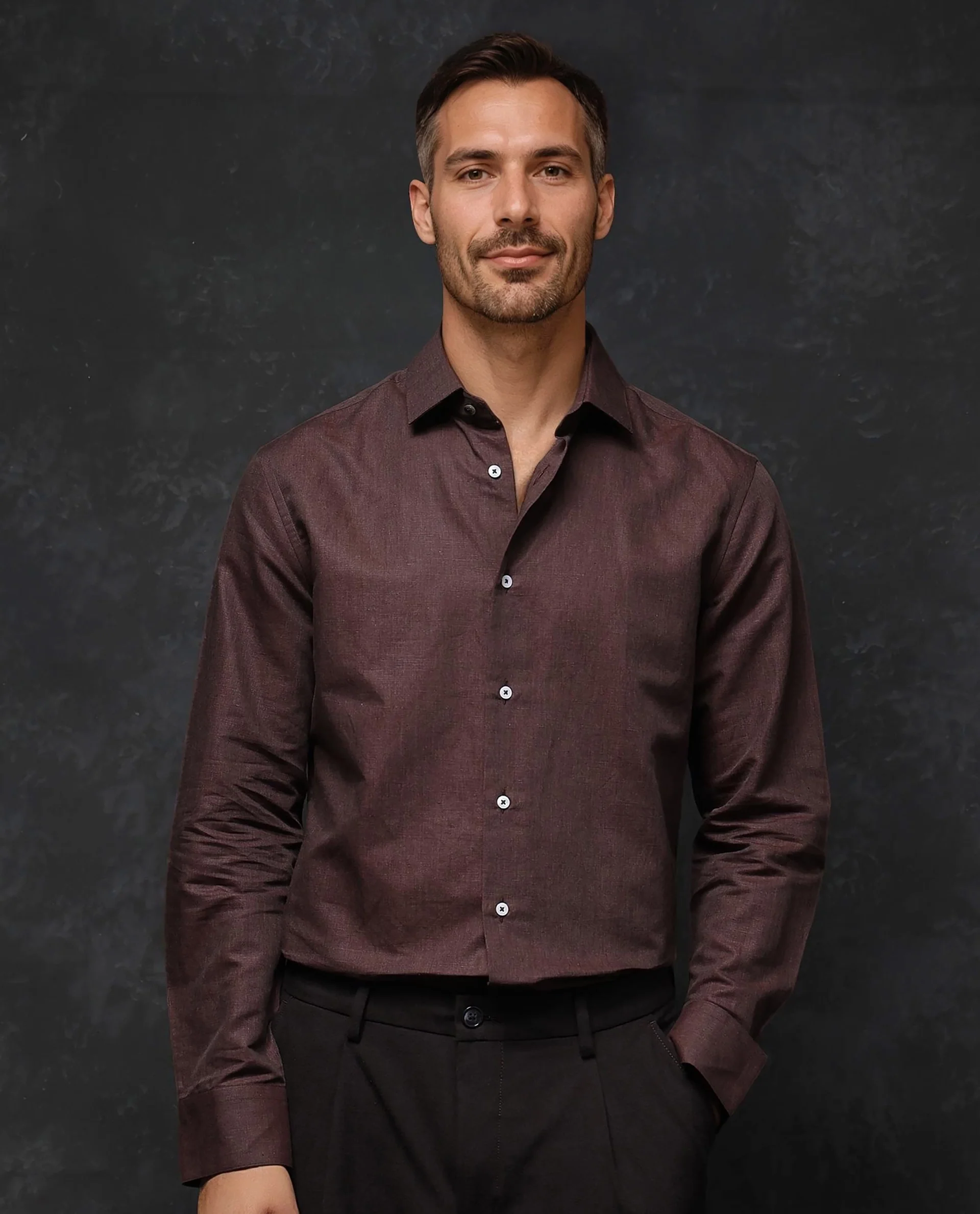 Rare Rabbit Men's Tempa Dark Brown Cotton Plain Regular Fit Full Sleeve Collared Shirt - Image 10