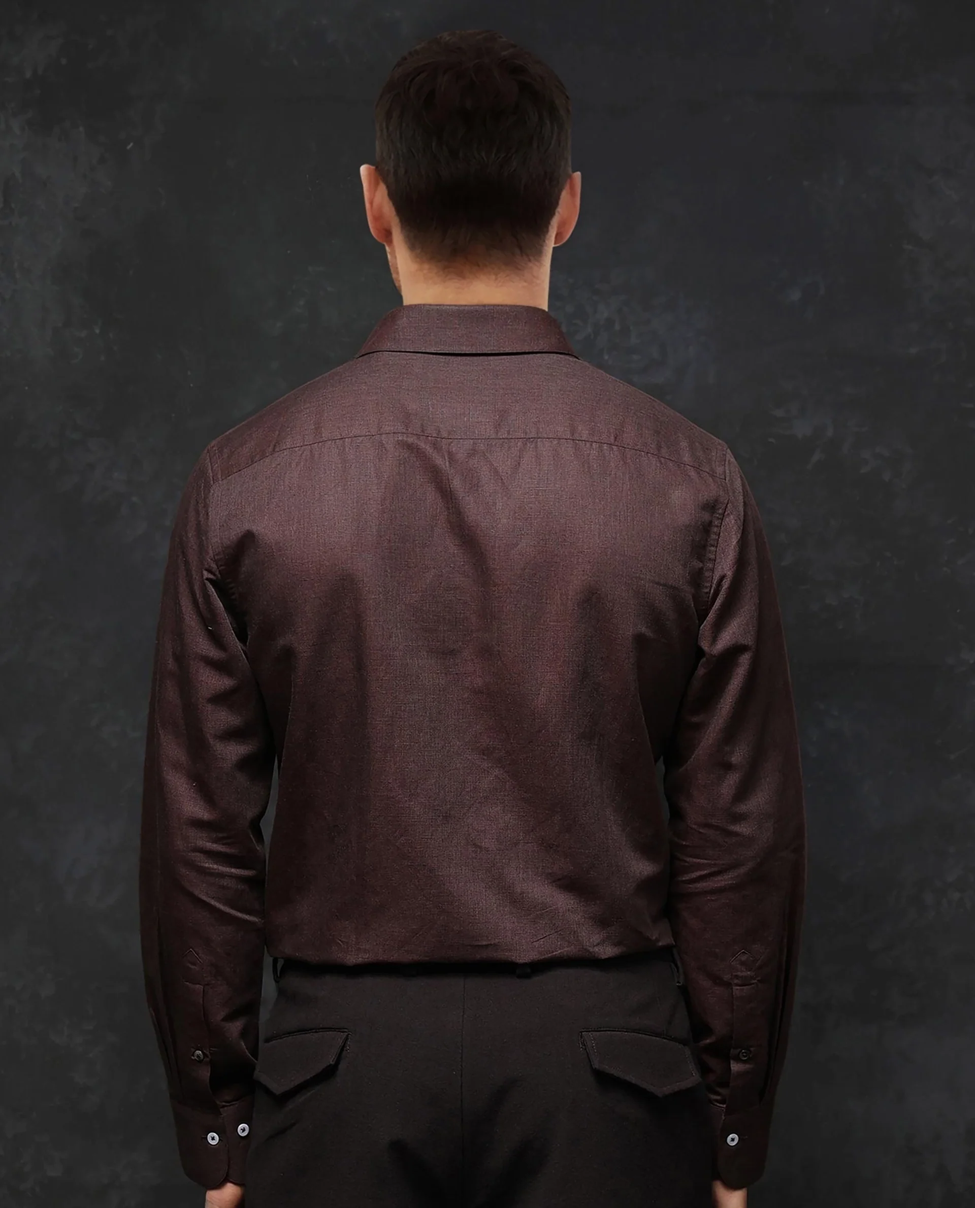 Rare Rabbit Men's Tempa Dark Brown Cotton Plain Regular Fit Full Sleeve Collared Shirt - Image 6