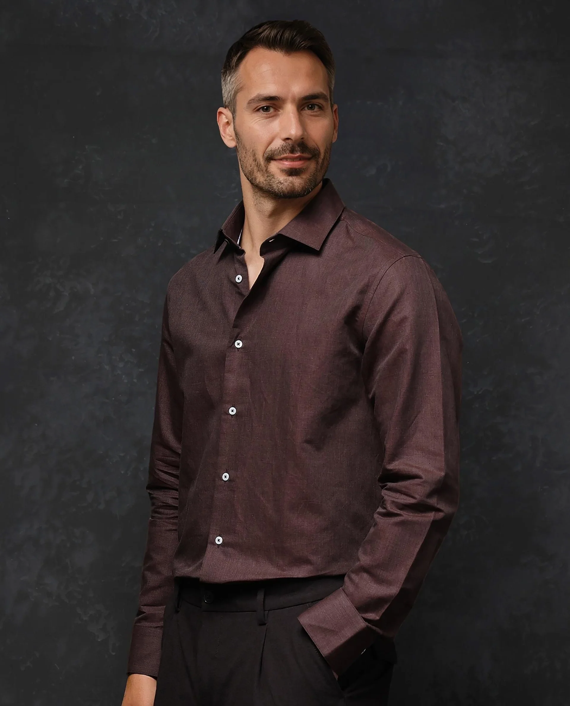 Rare Rabbit Men's Tempa Dark Brown Cotton Plain Regular Fit Full Sleeve Collared Shirt - Image 7