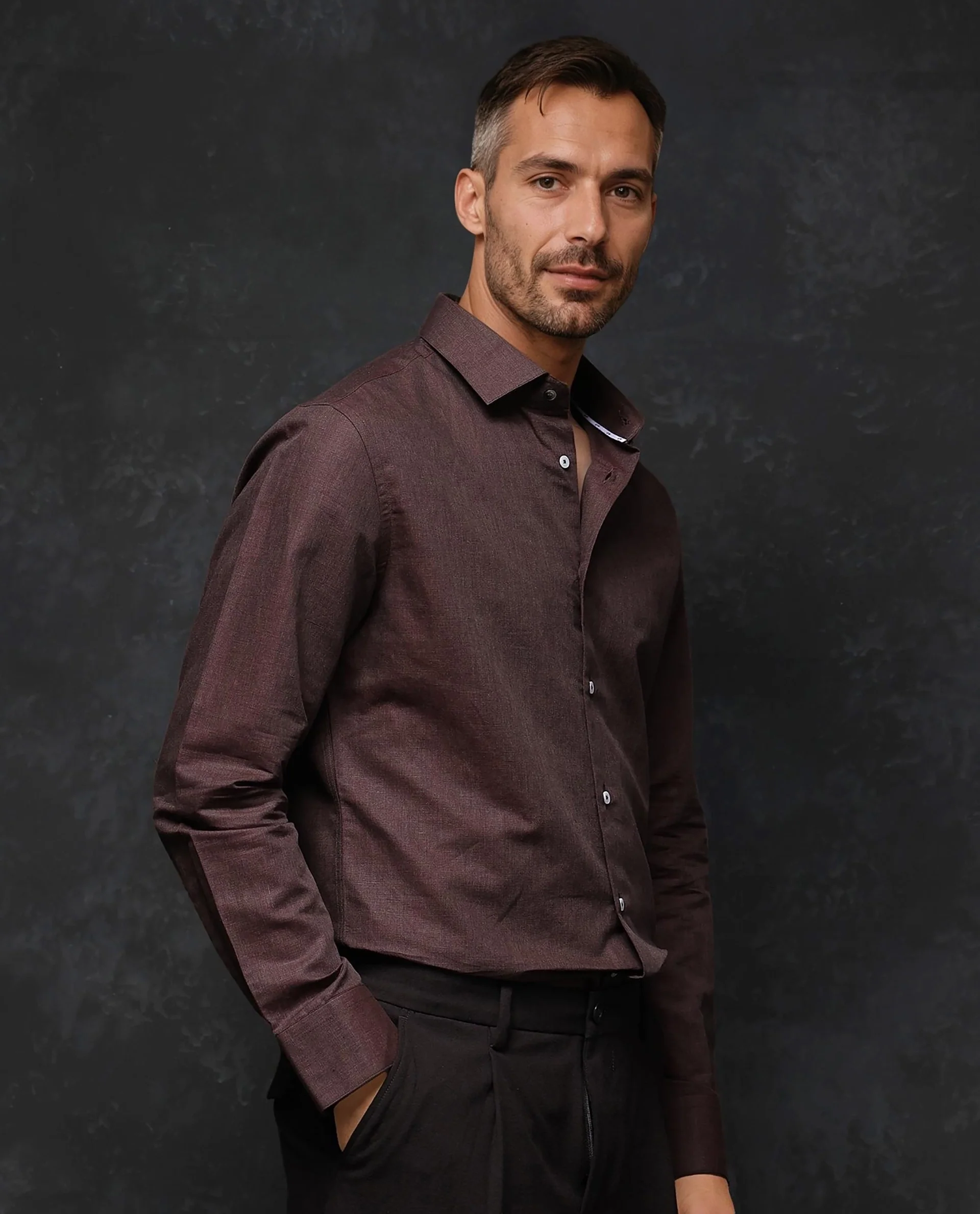 Rare Rabbit Men's Tempa Dark Brown Cotton Plain Regular Fit Full Sleeve Collared Shirt - Image 8