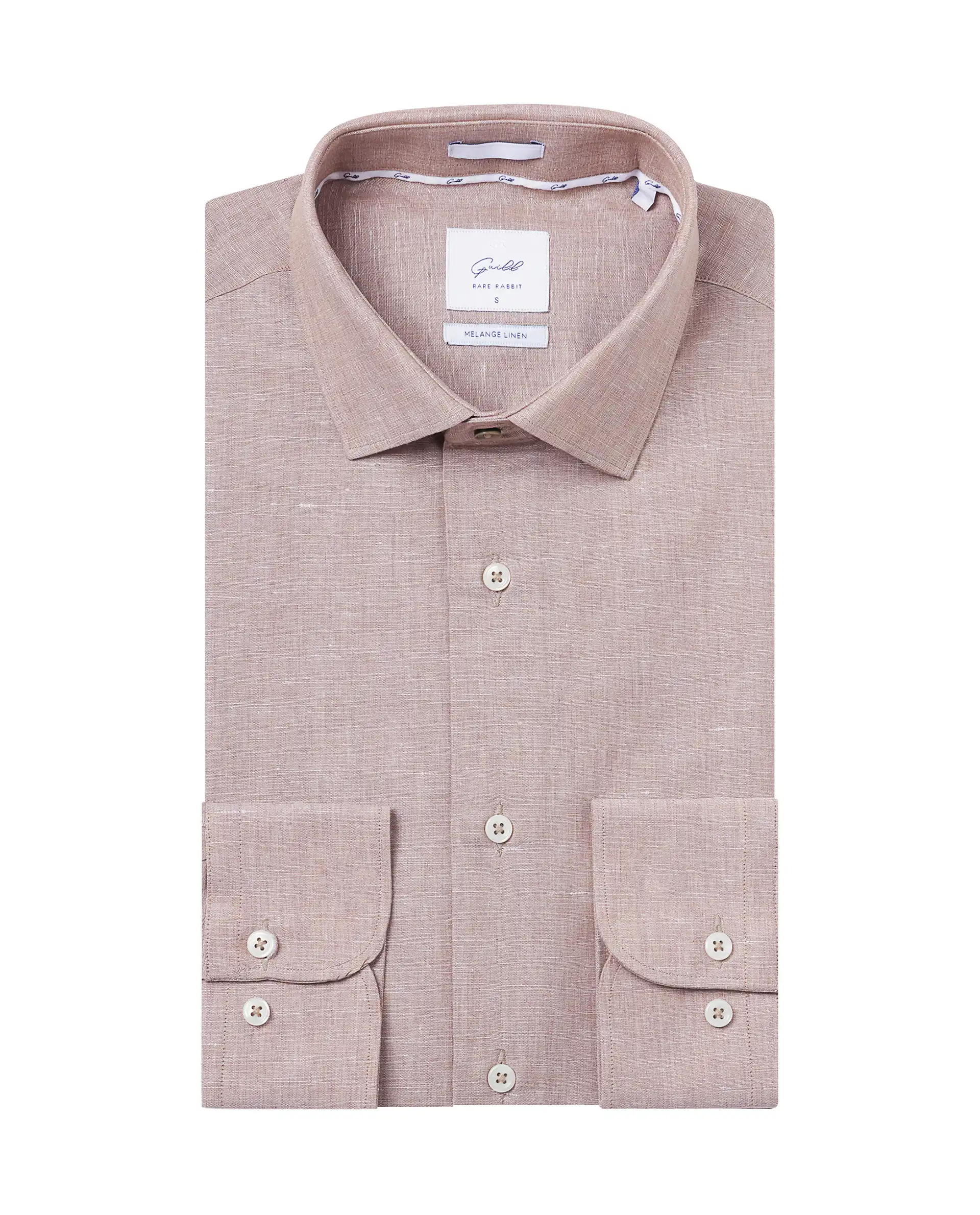 Rare Rabbit Men's Tempa Dusky Peach Cotton Plain Regular Fit Full Sleeve Collared Shirt - Image 2