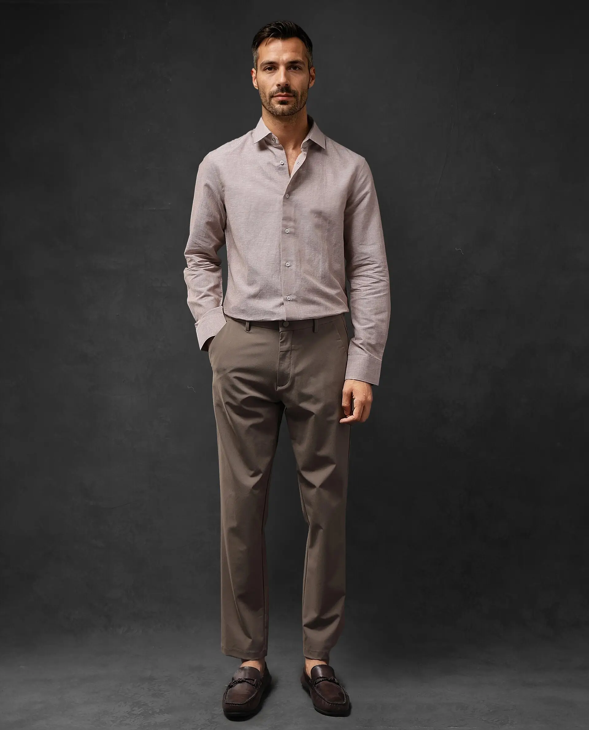 Rare Rabbit Men's Tempa Dusky Peach Cotton Plain Regular Fit Full Sleeve Collared Shirt - Image 4