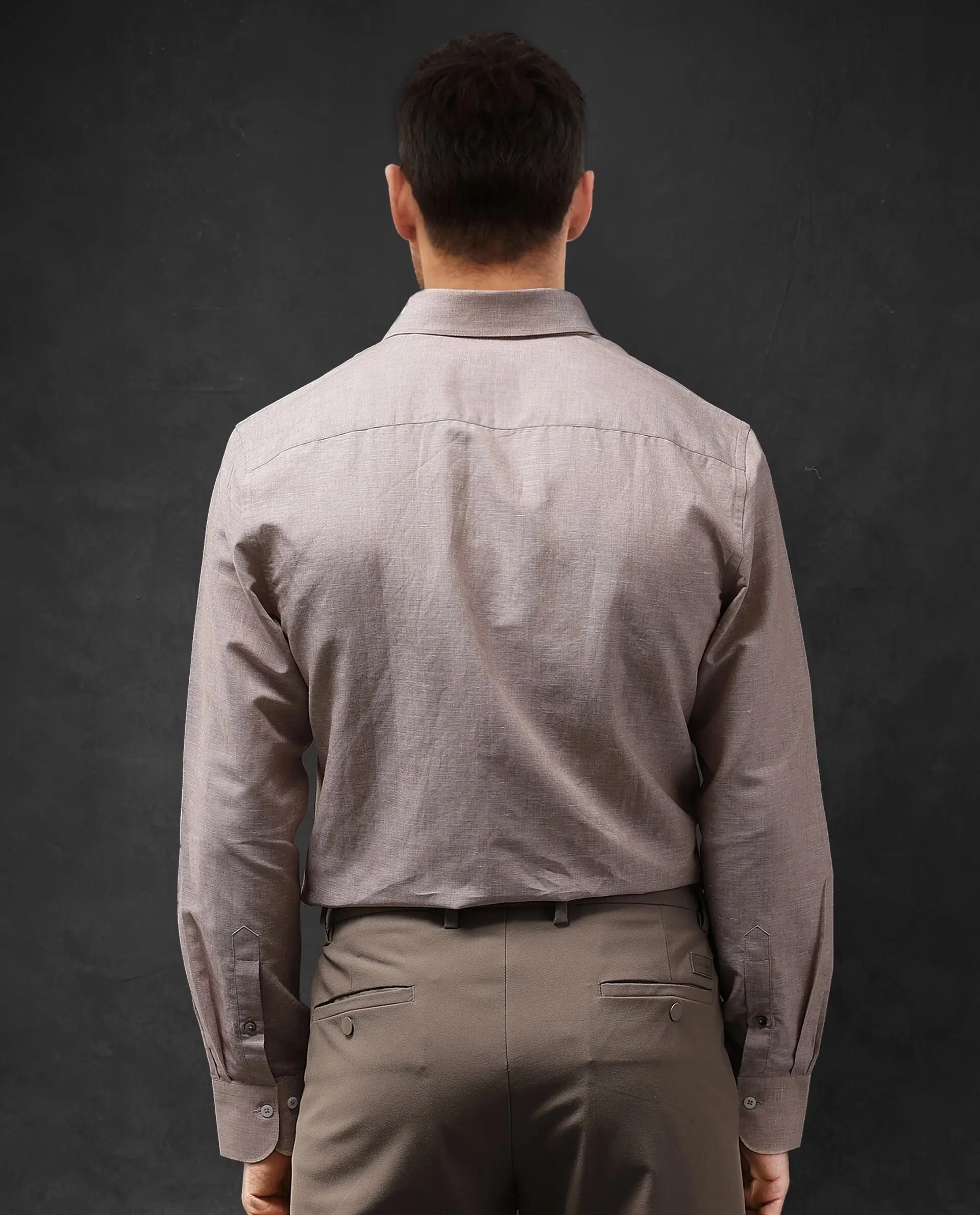 Rare Rabbit Men's Tempa Dusky Peach Cotton Plain Regular Fit Full Sleeve Collared Shirt - Image 6