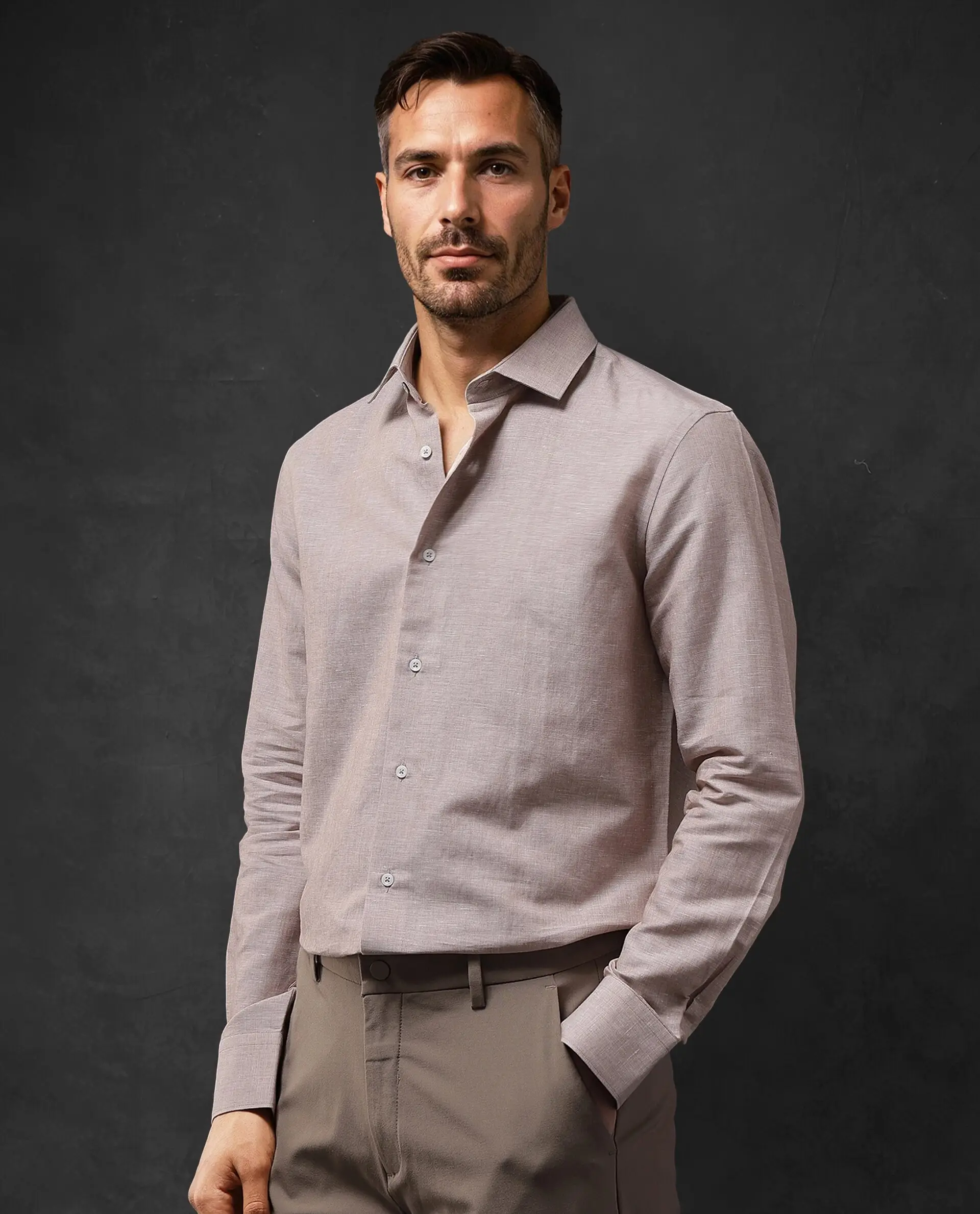 Rare Rabbit Men's Tempa Dusky Peach Cotton Plain Regular Fit Full Sleeve Collared Shirt - Image 7