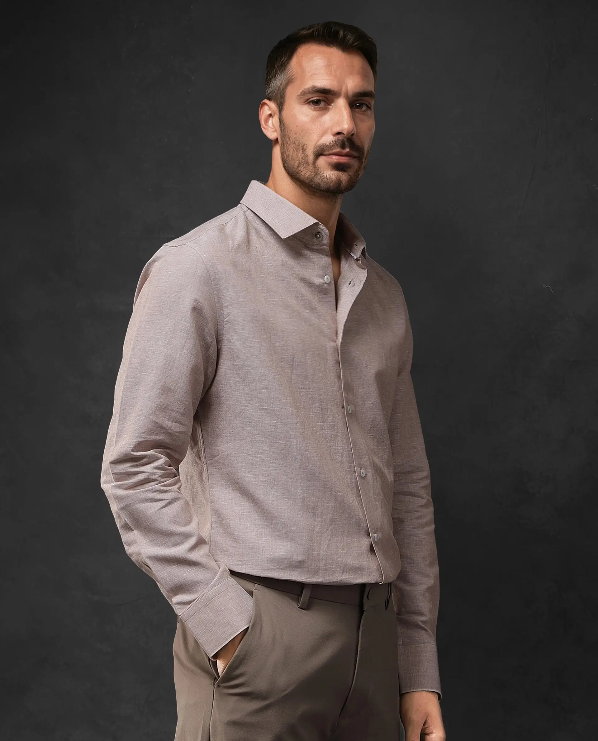 Rare Rabbit Men's Tempa Dusky Peach Cotton Plain Regular Fit Full Sleeve Collared Shirt - Image 8