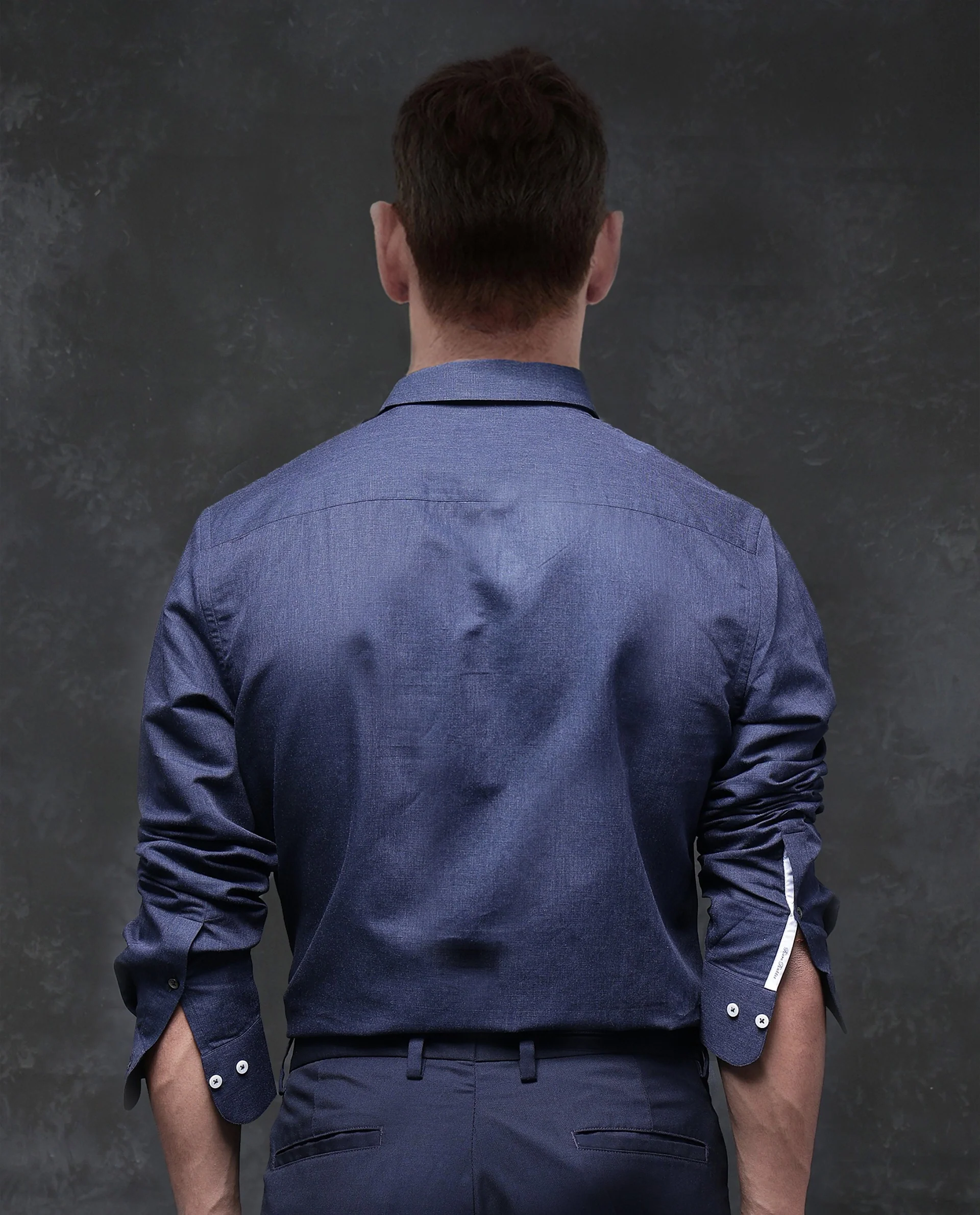 Rare Rabbit Men's Tempa Navy Cotton Plain Regular Fit Full Sleeve Collared Shirt - Image 11