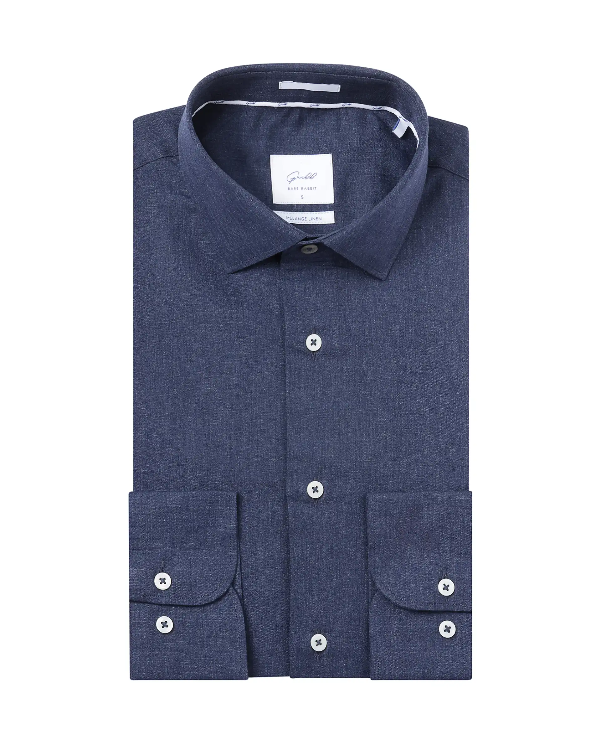 Rare Rabbit Men's Tempa Navy Cotton Plain Regular Fit Full Sleeve Collared Shirt - Image 2