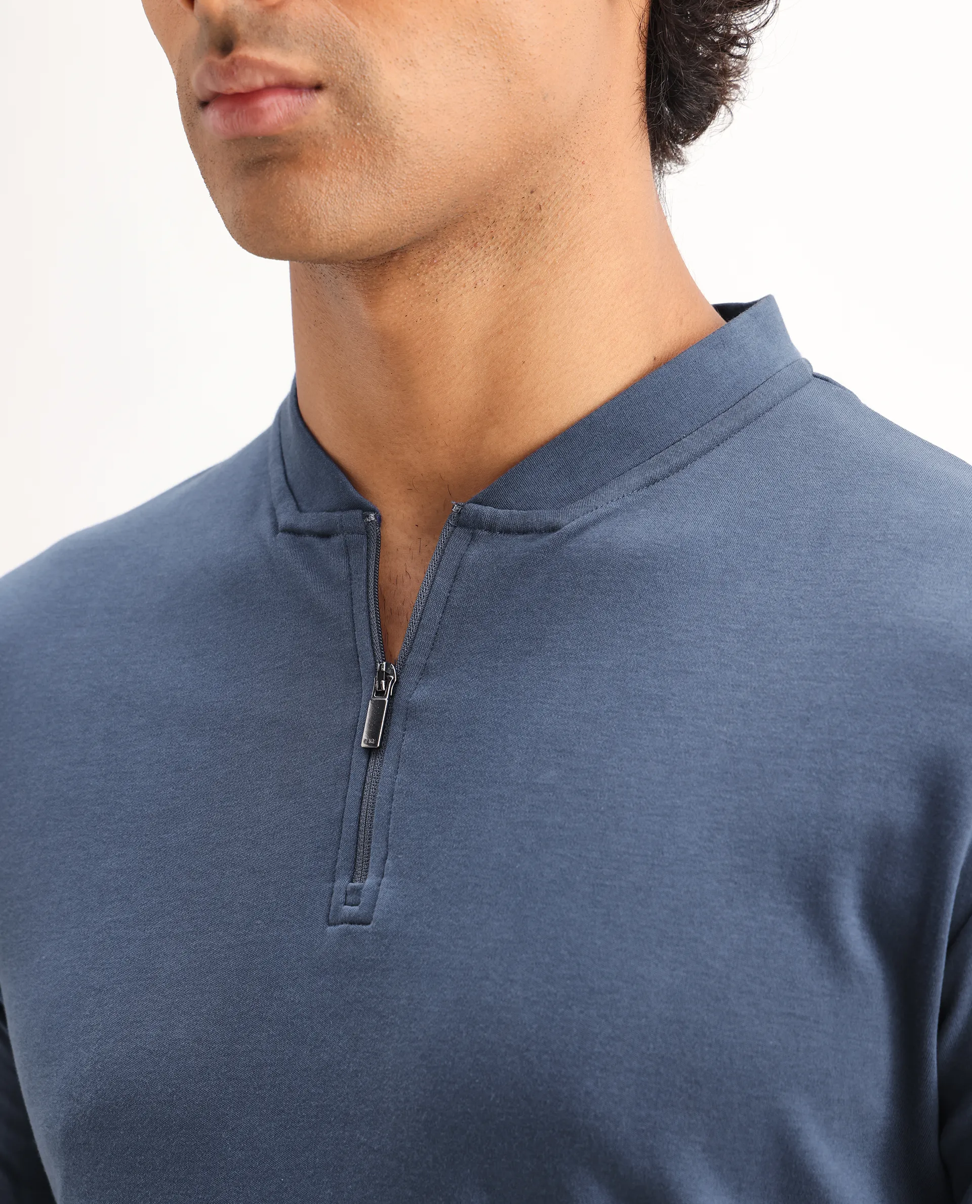 Rare Rabbit Men's Temper Dark Blue Cotton Plain Regular Fit Half Sleeve Polo - Image 3