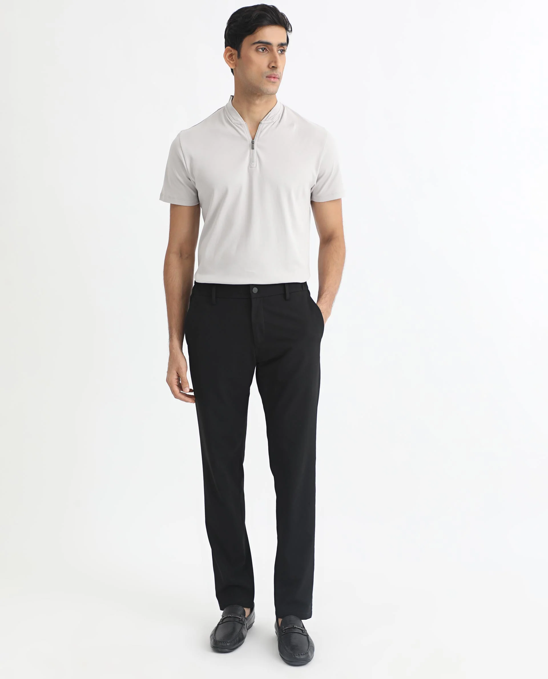 Rare Rabbit Men's Temper Grey Cotton Plain Regular Fit Half Sleeve Polo - Image 2