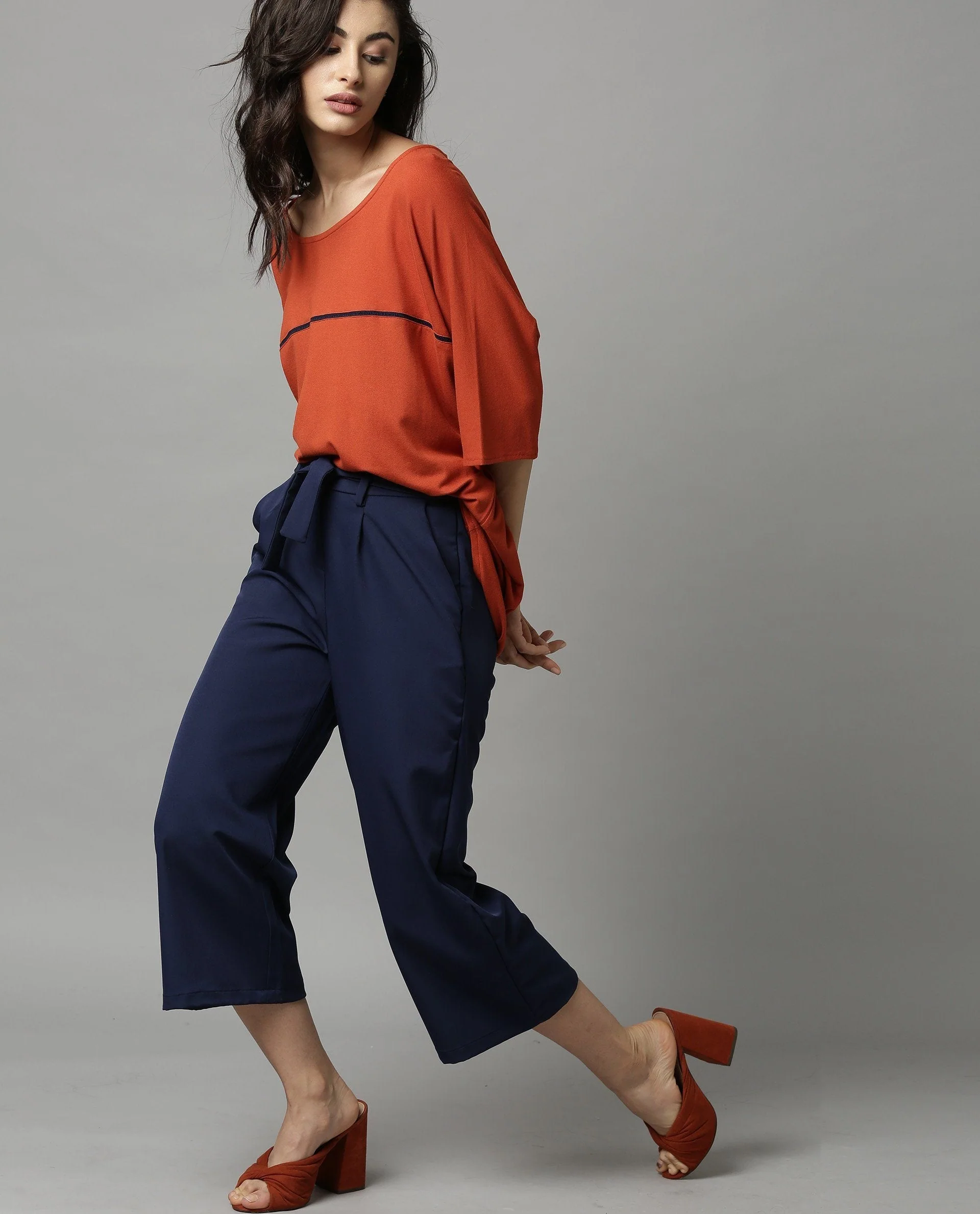 Rareism Women Tempt Navy Trousers Solid - Image 3