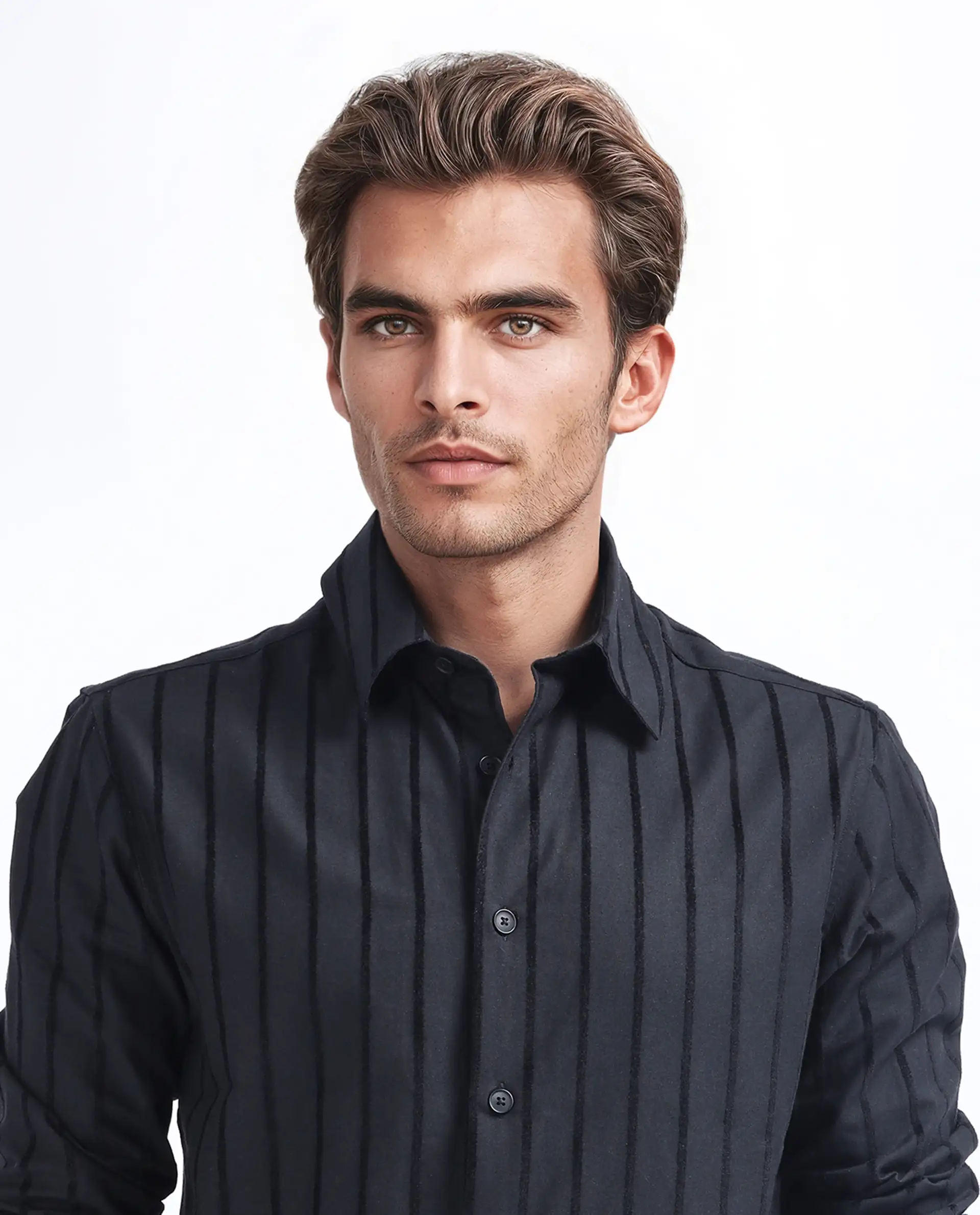 Rare Rabbit Men's Tener Black Cotton Blend Striped Print Regular Fit Full Sleeve Collared Shirt - Image 5