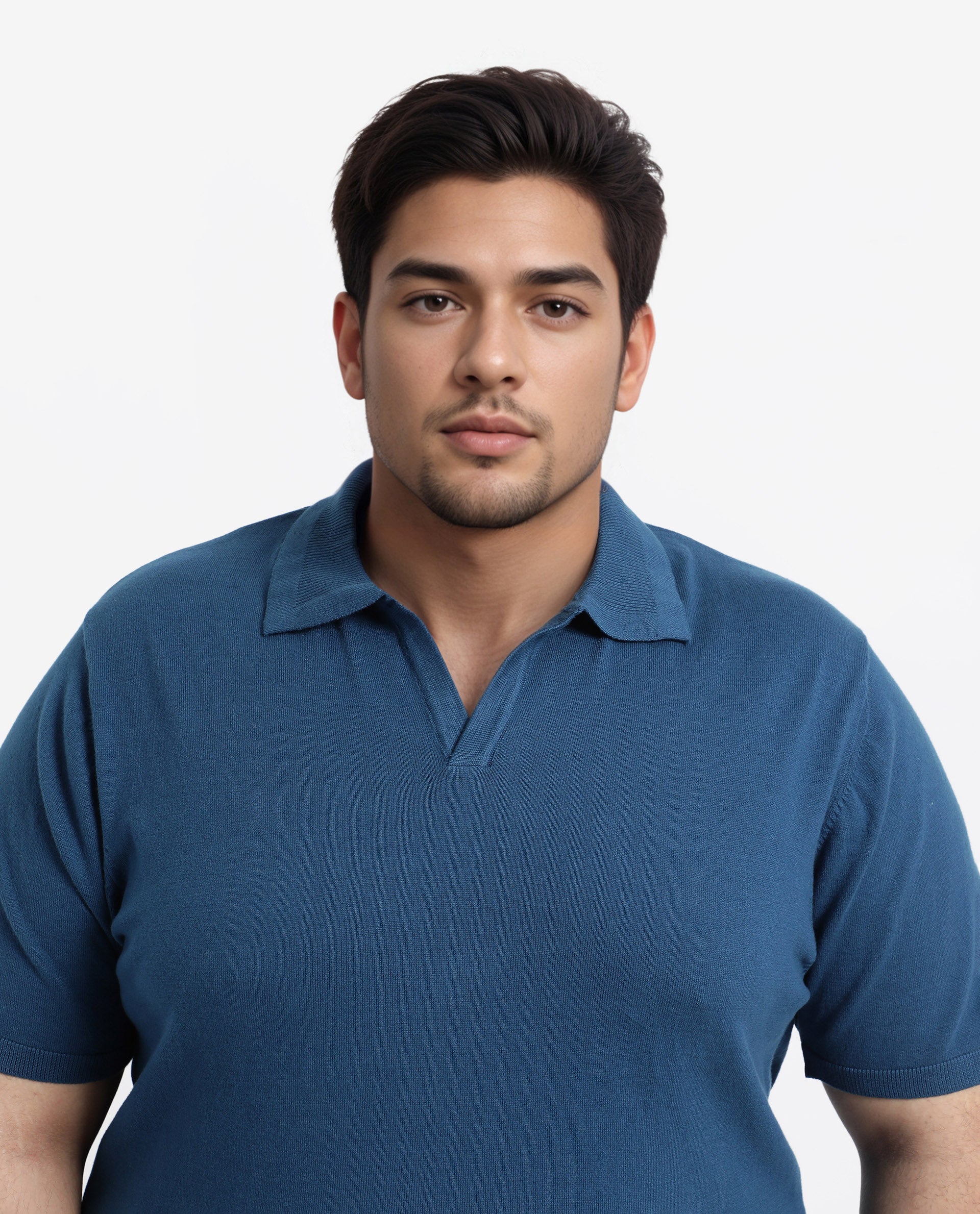 Rare Rabbit Men's Teny-L Dark Blue Cotton Blend Plain Plus Size Half Sleeve Polo - Image 6